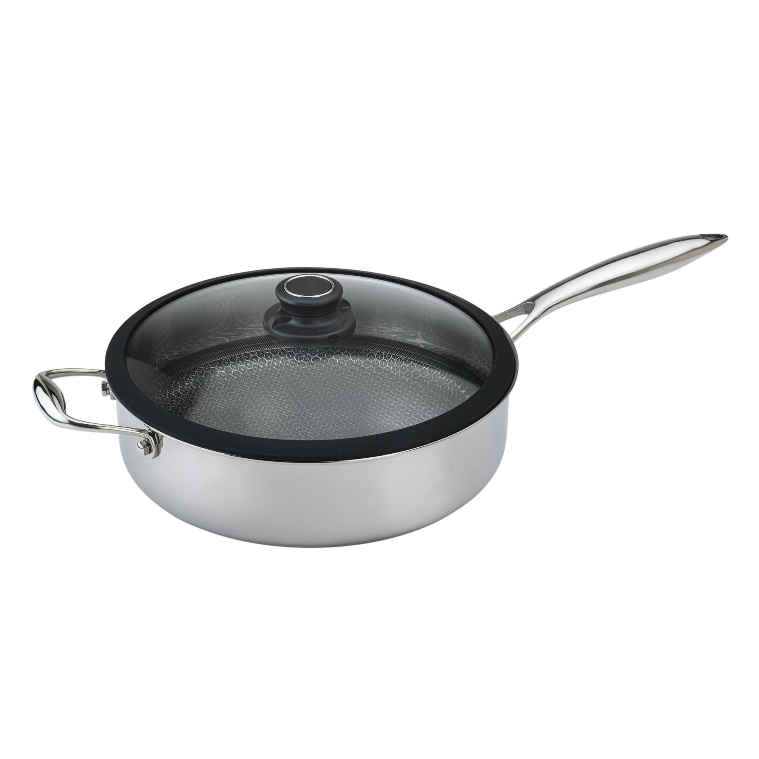 Frieling 11-Inch Black Cube Nonstick Sauté Pan with Lid - 4.5 Quart Induction Cookware for Deep Frying & Sautéing - Hybrid Kitchen Skillet for Stovetop & Oven Use - Perfect for Stir-Fry, Searing & Everyday Cooking