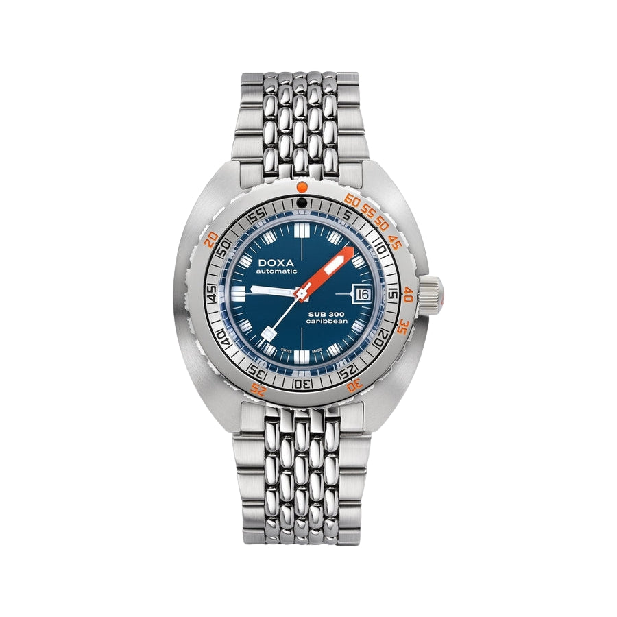 SUB 300 Caribbean 42.5mm Blue Diver Watch with Stainless Steel Bracelet - Perfect for Scuba Diving, Snorkeling & Water Sports