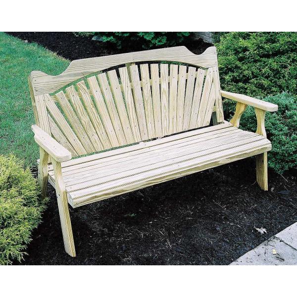Treated Pine Fanback Garden Bench - Durable Outdoor Seating for Patio, Garden, and Backyard Relaxation | Weather-Resistant Wooden Bench for Comfortable Lounging