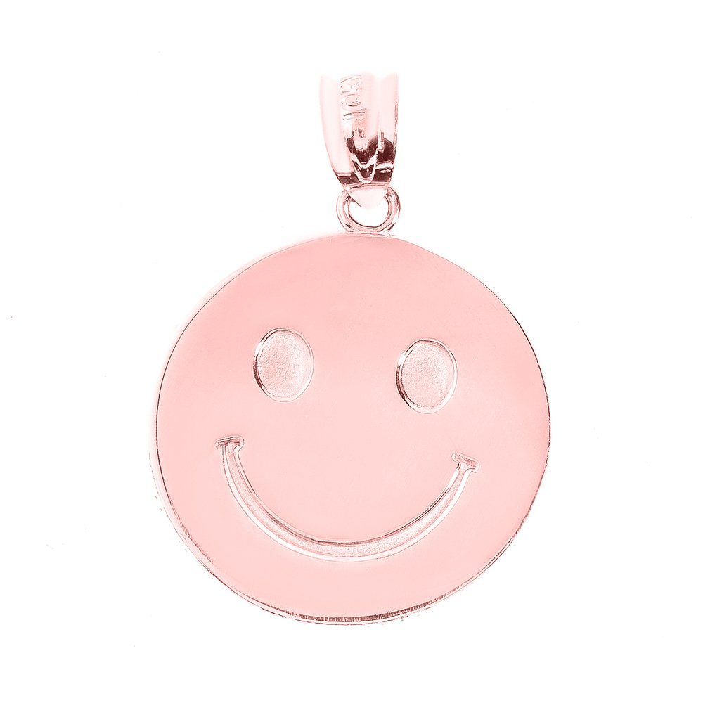 14K Solid Rose Gold Smiley Face Pendant Necklace - Elegant & Dainty Jewelry Gift for Women, Perfect for Valentine's Day, Anniversary & Everyday Wear