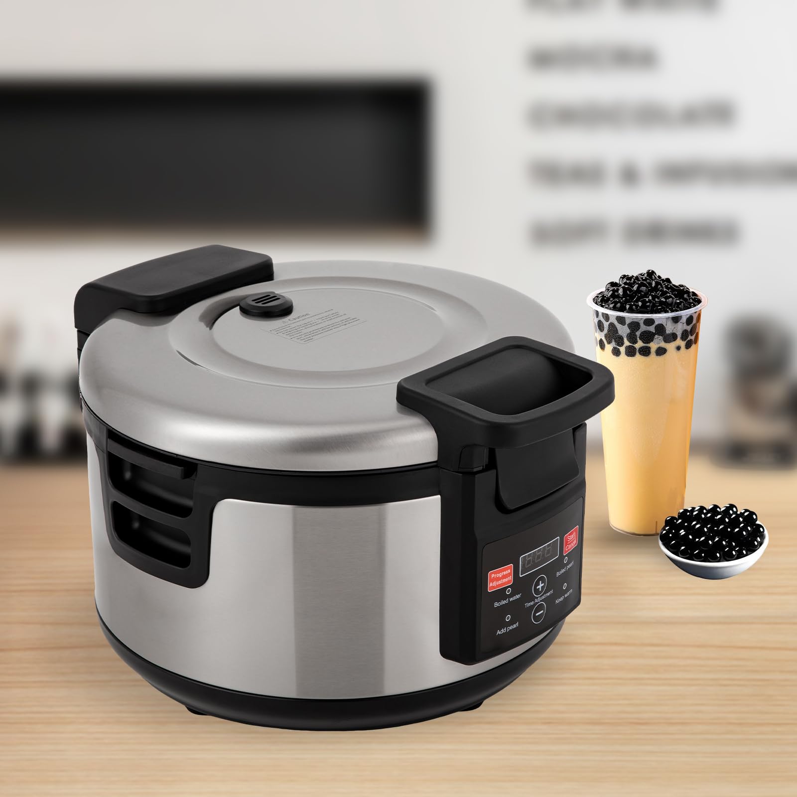 16L/4.23 Gal Commercial Boba Tea Maker Machine - Automatic Tapioca Pearl Cooker for Bubble Tea, Milk Tea & Desserts - Touchscreen Control with Timer - Perfect for Restaurants, Tea Shops & Dessert Stores (Ideal for High-Volume Boba Tea Preparation)