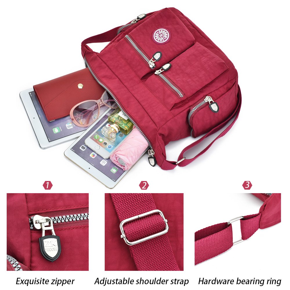**Chikencall Women's Crossbody Shoulder Bag - Waterproof Nylon Purse with Multiple Pockets, Lightweight Casual Handbag for Travel, Work & Daily Use**