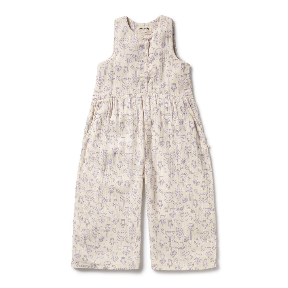 Flow Organic Crinkle Jumpsuit for Baby Girls | Soft Cotton Romper with Snap Buttons | Perfect for Playtime, Photo Shoots & Everyday Wear
