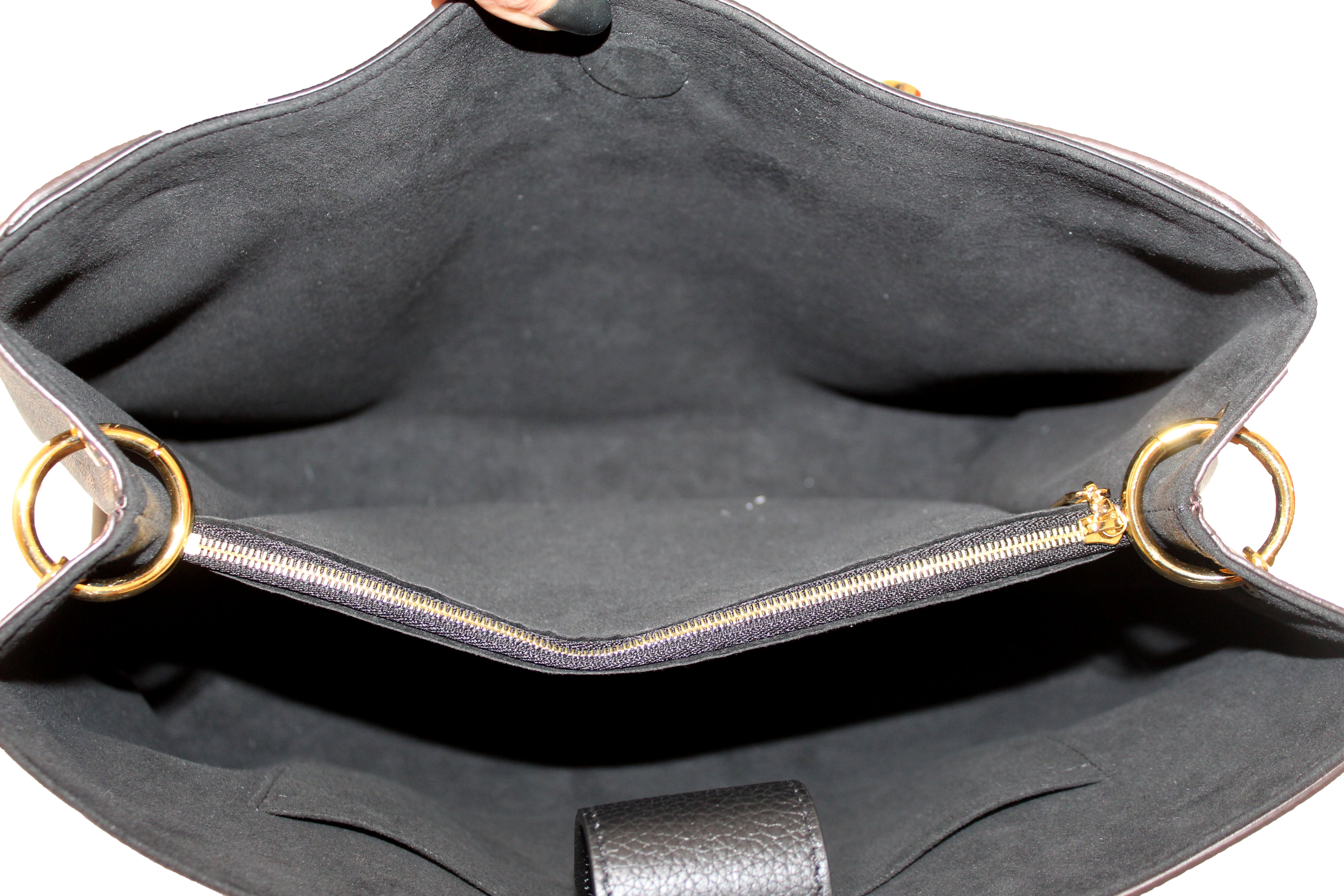 Authentic Louis Vuitton Damier Ebene Canvas Riverside Bag with Black Leather - Luxury Designer Handbag for Women, Perfect for Work, Travel & Everyday Use
