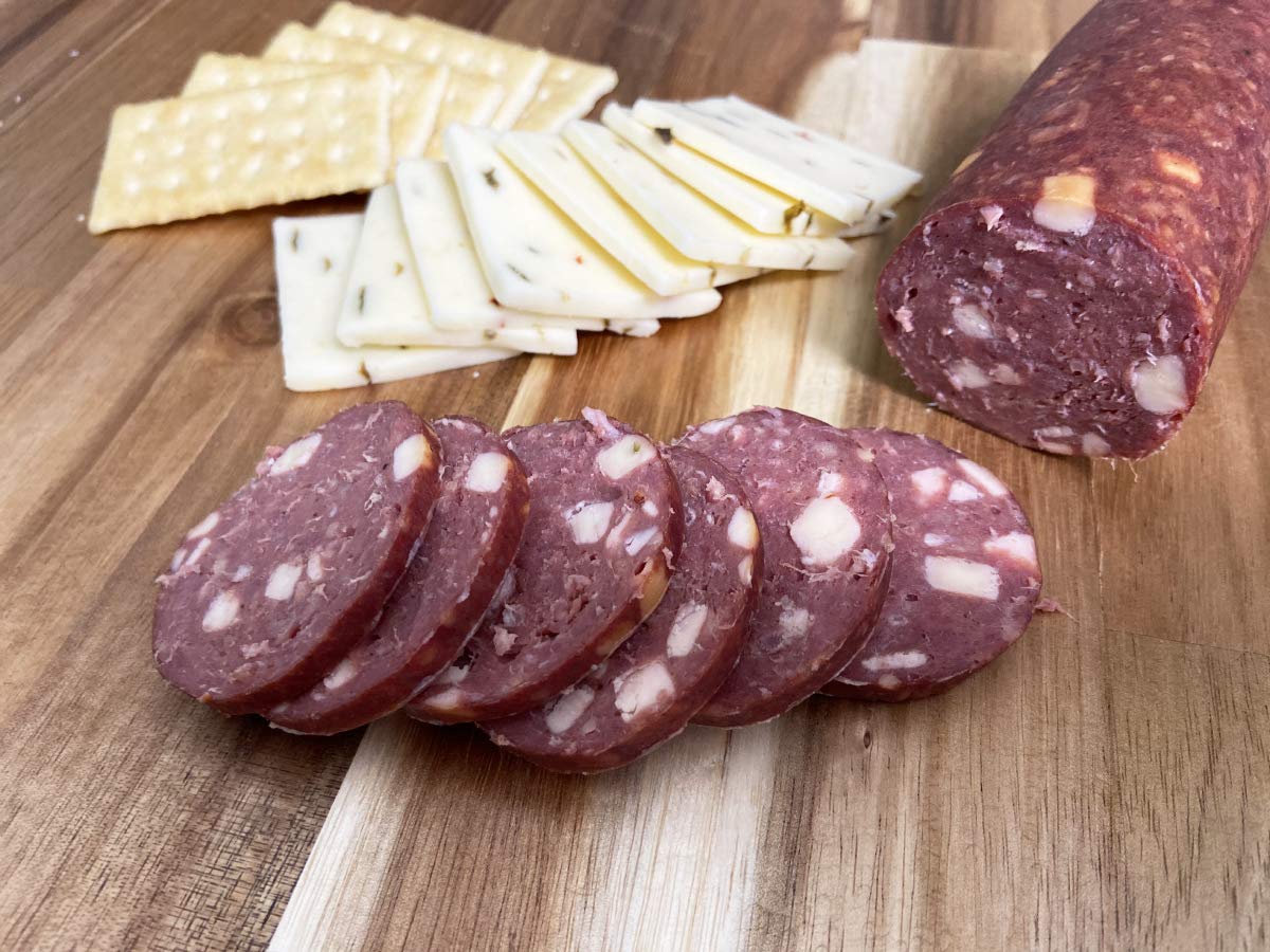Bison Summer Sausage - BBQ Pepper Cheese Flavor - 4 Pack (8 oz Each) | Perfect for Camping, Picnics & Outdoor Adventures