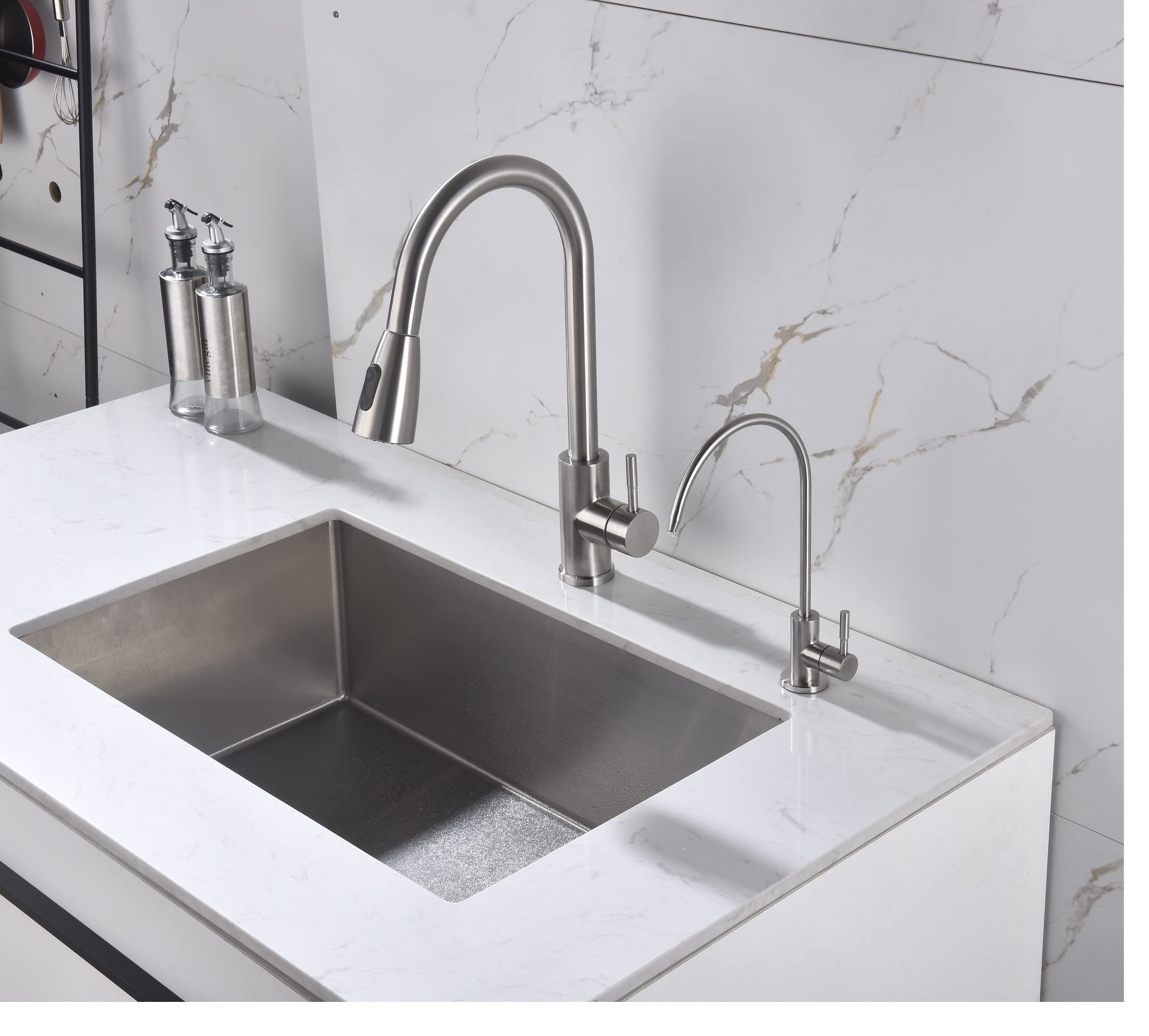 Brushed Stainless Steel Drinking Water Faucet for Reverse Osmosis System - Non-Air Gap Kitchen Water Purifier Faucet in Brushed Nickel Finish | Perfect for Home, Office & RV Water Filtration