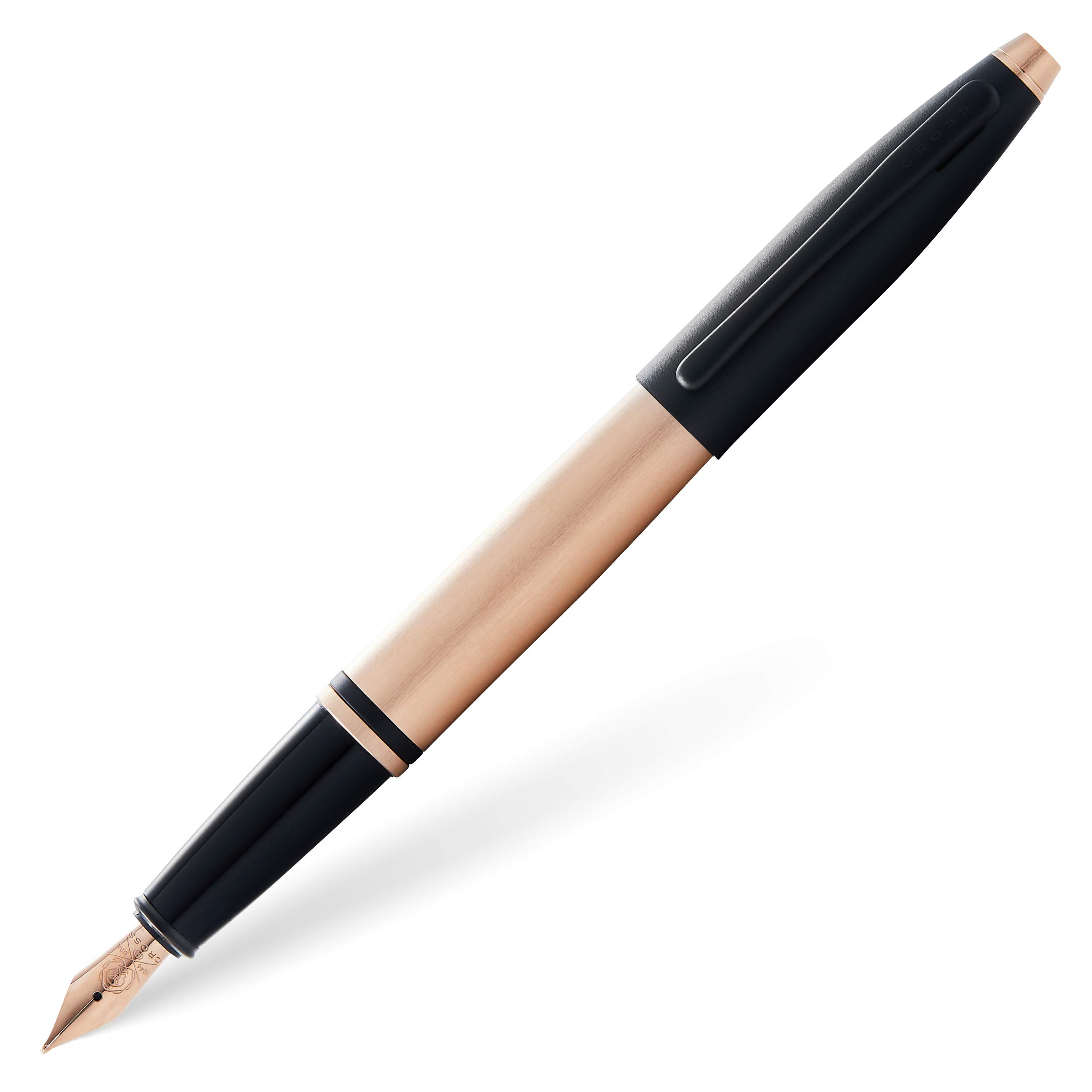 Premium Cross Calais Brushed Rose Gold & Black Lacquer Fountain Pen - Luxury Writing Instrument for Business, Gifting & Calligraphy