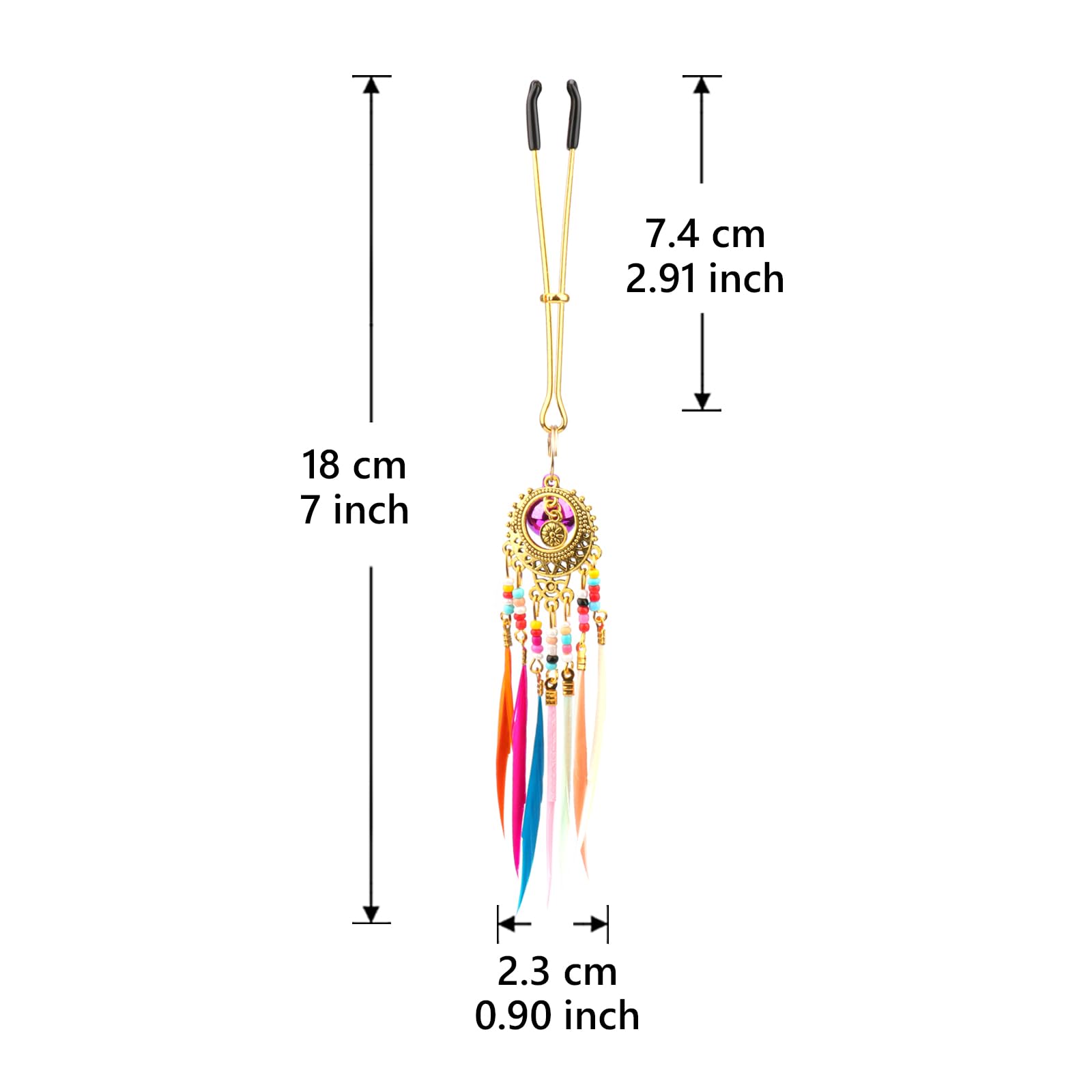 Adjustable Feather Pendant Tweezers Nipple Clamps - Sensual Pleasure Accessories for Women & Men (Multicolor) - Perfect for BDSM, Role Play & Intimate Couples Play