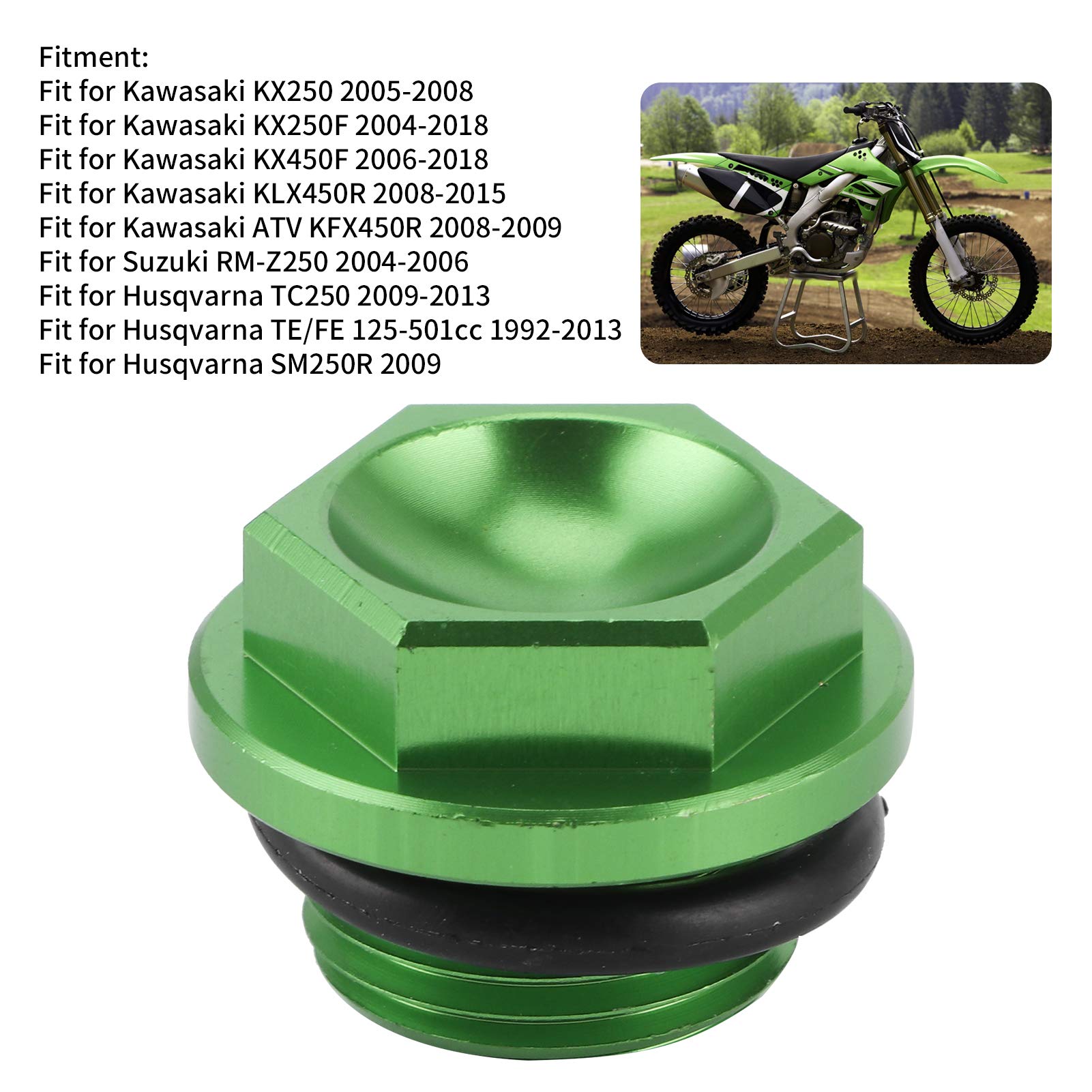 Motorcycle Oil Filler Screw Cover Compatible with Kawasaki KX250 KX250F KX450F KLX450R - Durable Engine Protection for Dirt Bikes & Off-Road Riding