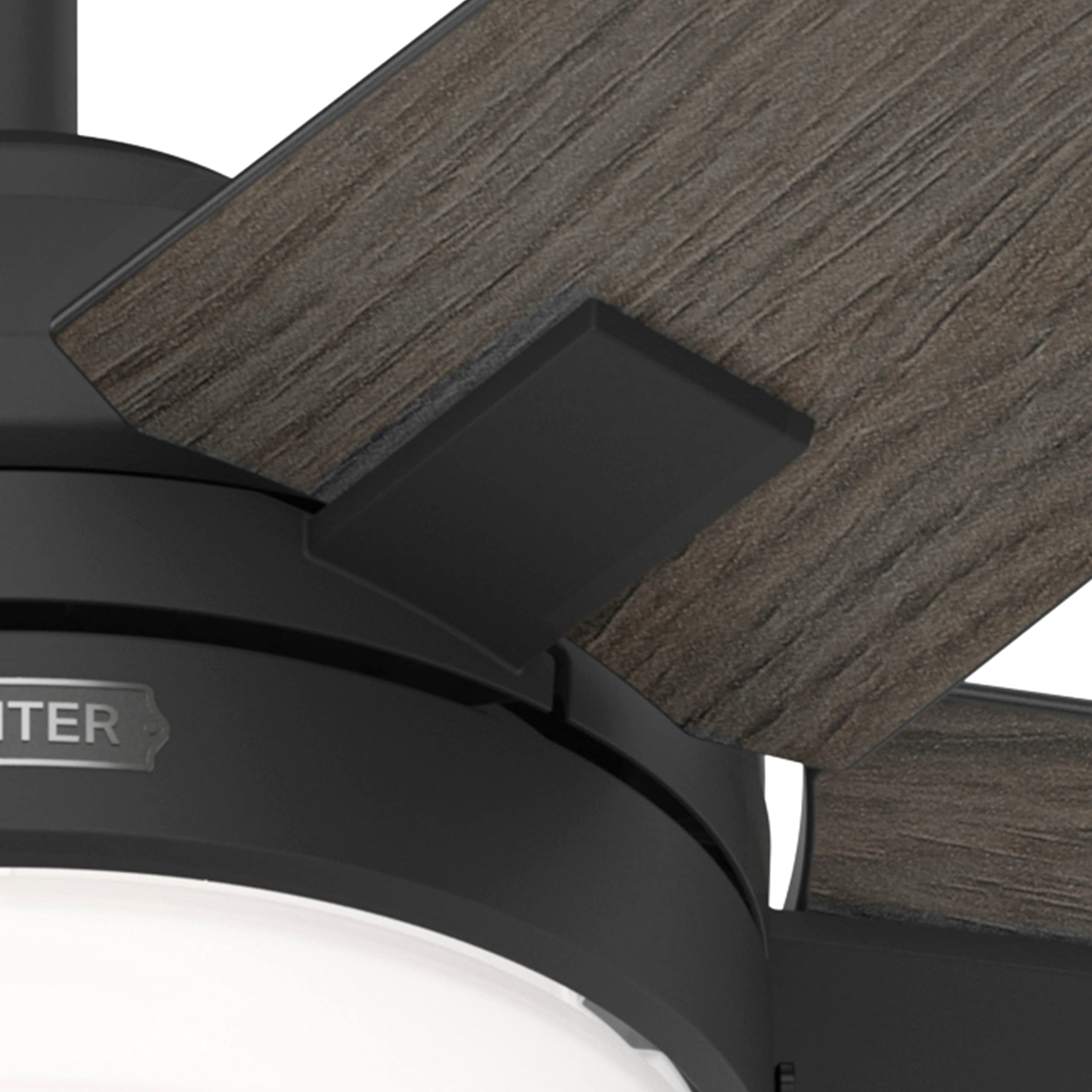 Hunter 52 Inch Matte Black Indoor Ceiling Fan with LED Light Kit & Pull Chain - Quiet Reversible Motor, Energy Efficient - Perfect for Bedroom, Living Room & Home Office (Renewed)