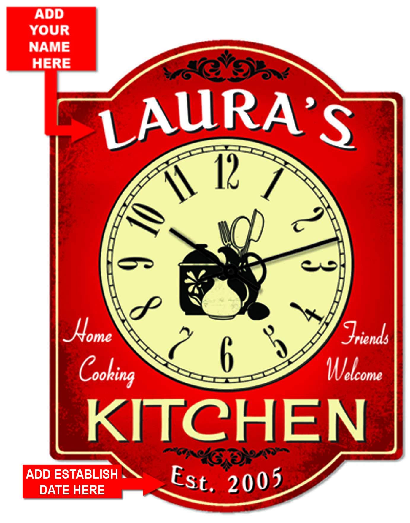Personalized Home Cooking Kitchen Clock - Stylish & Functional Wall Clock for Baking, Cooking & Kitchen Decor