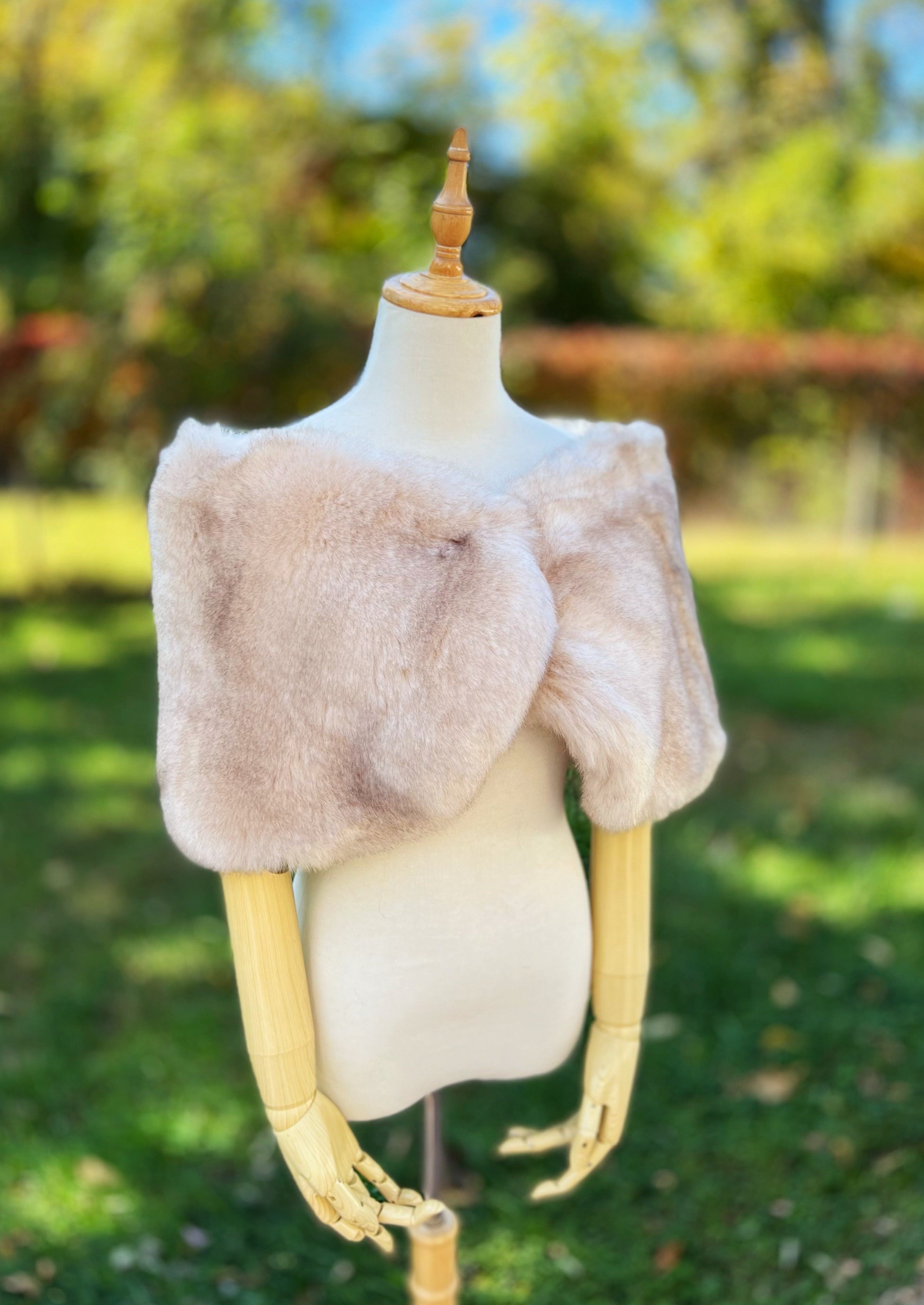 Serena Pea01 Blush Peach Fur Wrap - Soft Cozy Winter Shawl for Women, Perfect for Weddings, Parties & Cold Weather