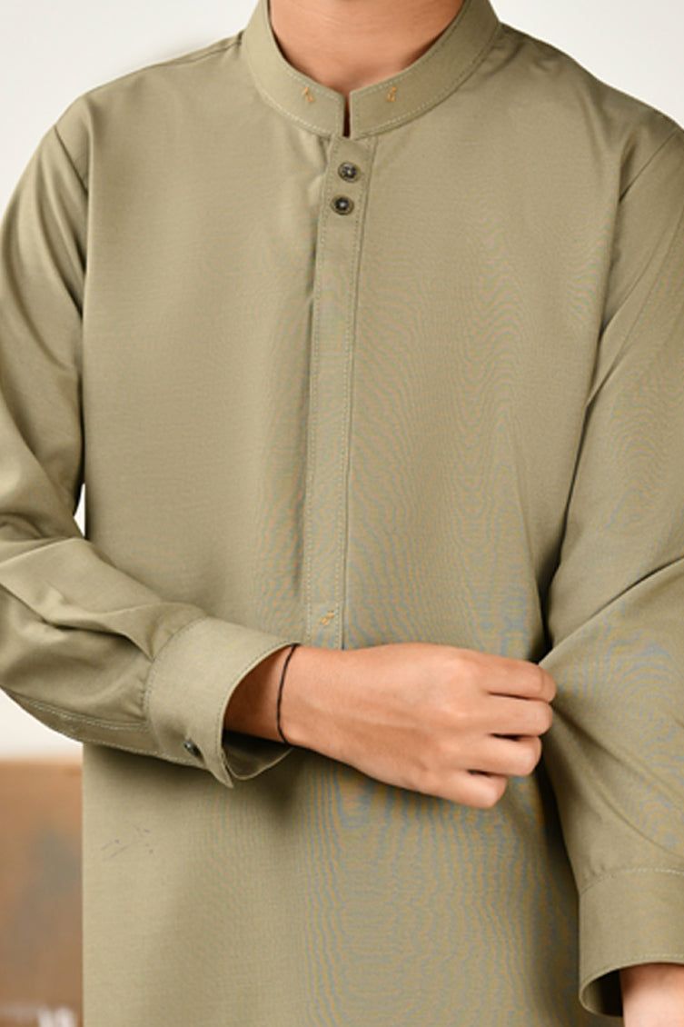 Elegant Blended Mehndi Green Shalwar Kameez by J. Junaid Jamshed | Traditional Pakistani Dress for Weddings & Festivals