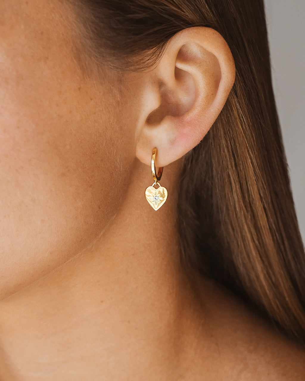 Vivienne Heart Charm Hoop Earrings for Women - Dainty Gold Plated Heart Stud Earrings - Perfect for Valentine's Day, Anniversary Gifts & Everyday Wear