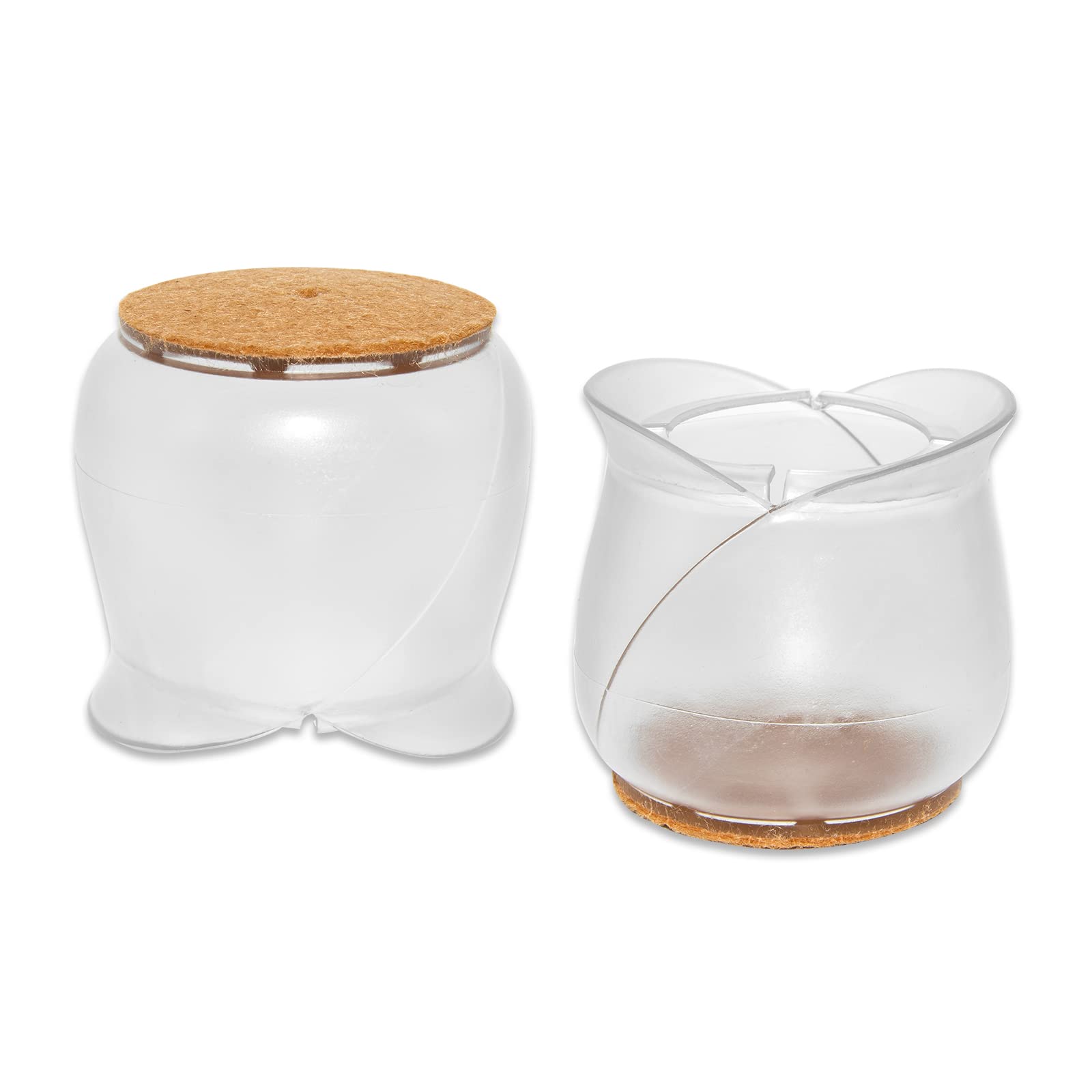 8-Piece Clear PVC Chair Leg Caps with Felt Pads - 52-57mm (2.05