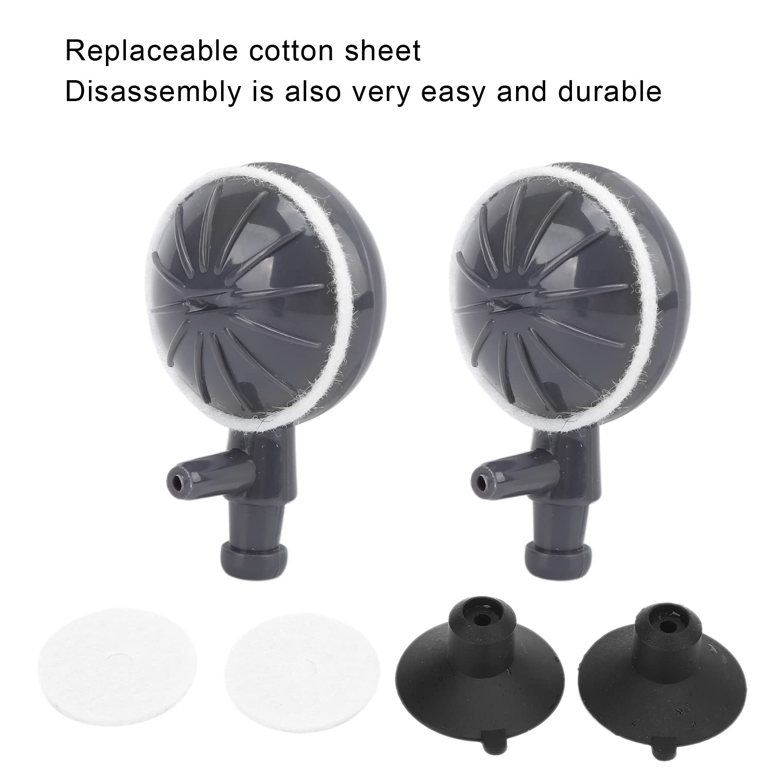 2Pcs Air Stone Bubble Diffuser with Suction Cups - Super Fine Bubbles for Aquarium Air Pumps, Fish Tank Oxygenation Accessories - Perfect for Freshwater & Saltwater Tanks, Hydroponics, and Pond Aeration
