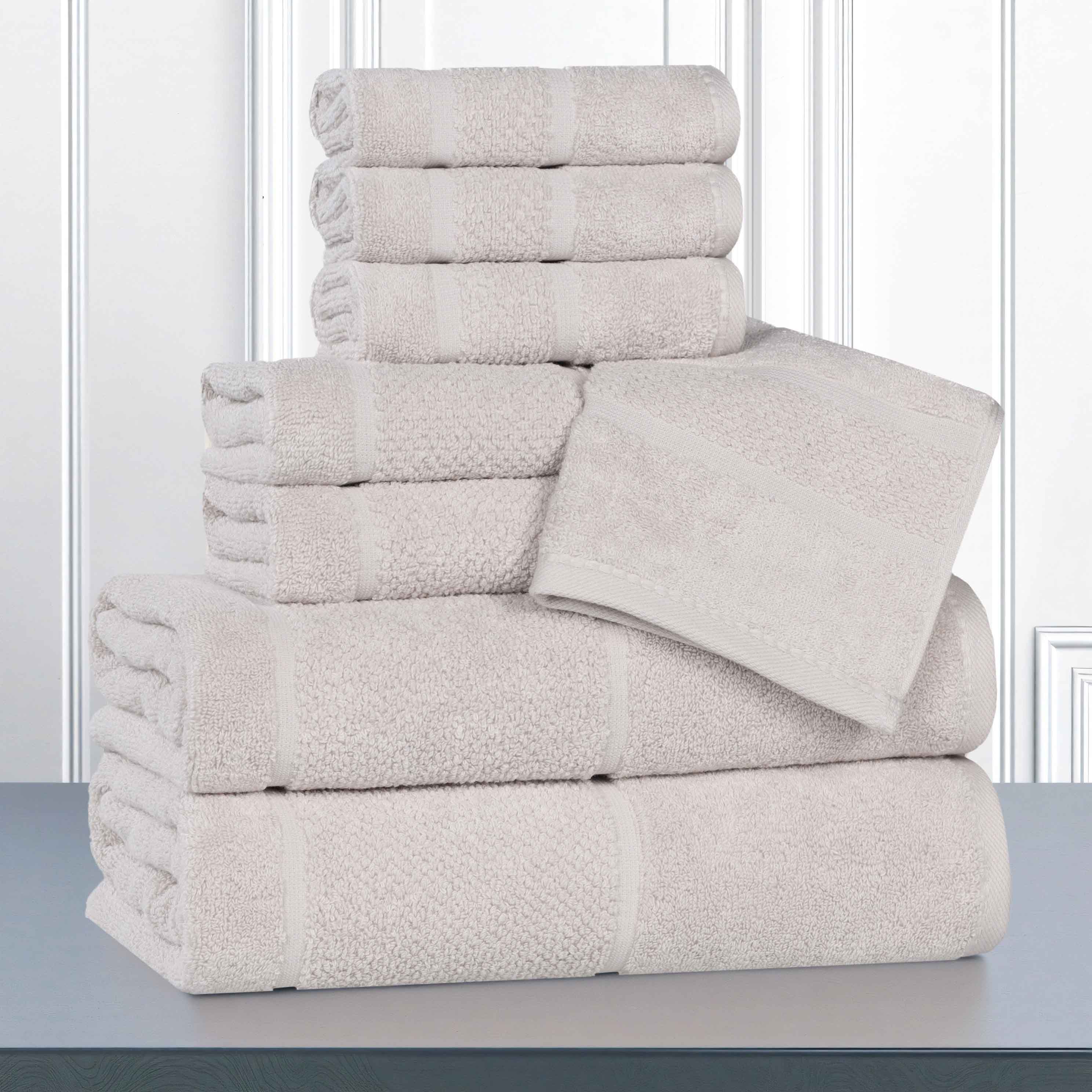 Premium 8-Piece Cotton Towel Set - Soft, Absorbent & Durable - Solid Broad Border Design - Perfect for Bath, Spa, Gym & Home Use