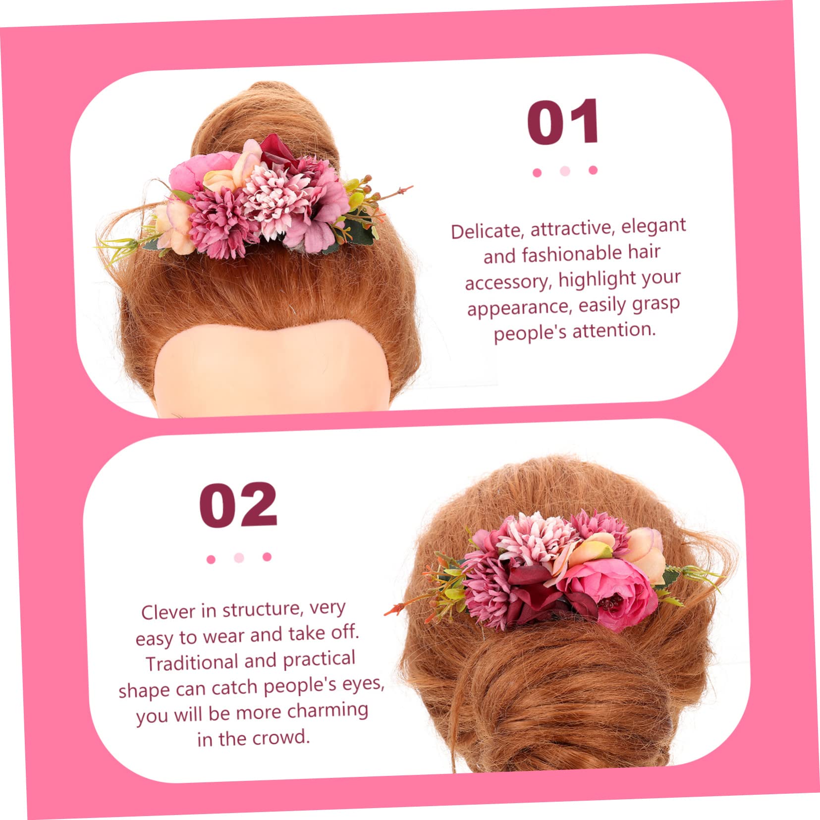 POPETPOP 5-Piece Floral Bridal Hair Comb Set - Artificial Flower Side Combs, Wedding Headpieces & Romantic Hair Clips for Women - Perfect for Bridal Showers, Weddings & Special Occasions