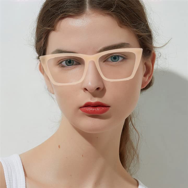 Blue Light Blocking Reading Glasses for Men & Women - Oversized Cat Eye Frame Computer Glasses with Anti-UV Protection (0.0 to +3.5) - Perfect for Office Work, Screen Time & Night Reading