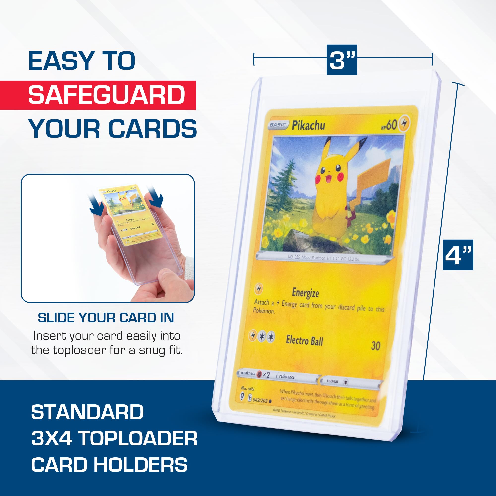 BCW 3x4 Topload Card Holder - Standard 200ct | Rigid PVC Trading Card Protector for Baseball, Football, Pokémon & MTG Cards | Holds Up to 20pt Thickness | Perfect for Collectors, Grading & Display