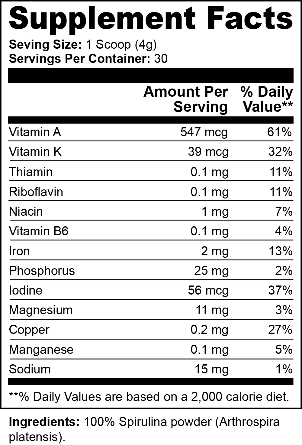 Premium Organic Spirulina Powder by Dakoda Herbals | Superfood for Smoothies, Detox & Energy Boost | Vegan & Gluten-Free Supplement for Health & Wellness