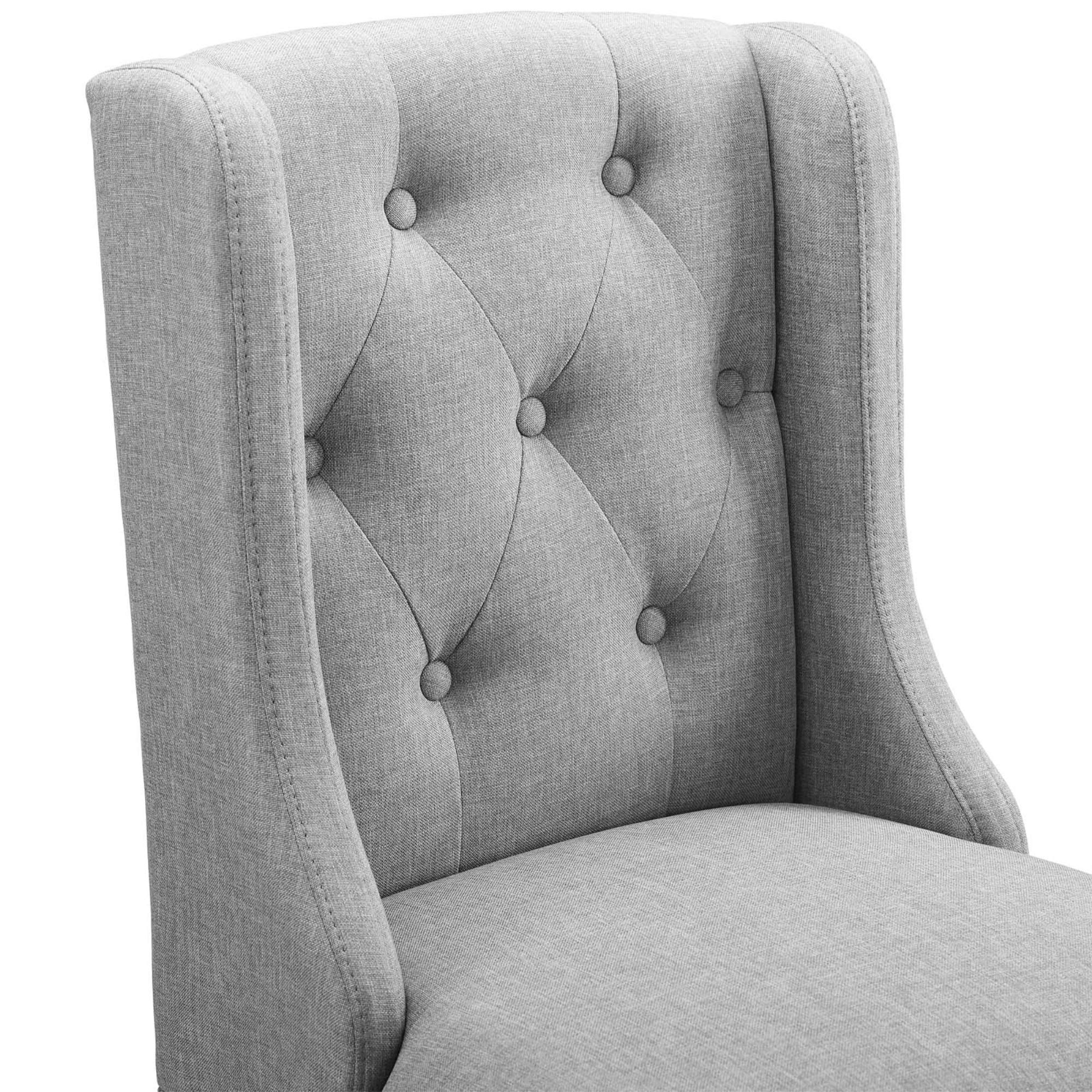 Ergode Baronet Tufted Button Upholstered Fabric Counter Stool Set of 2 - Modern Light Gray Kitchen Bar Stools with Comfortable Padding & Solid Wood Legs - Perfect for Breakfast Bars, Kitchen Islands, and Home Decor