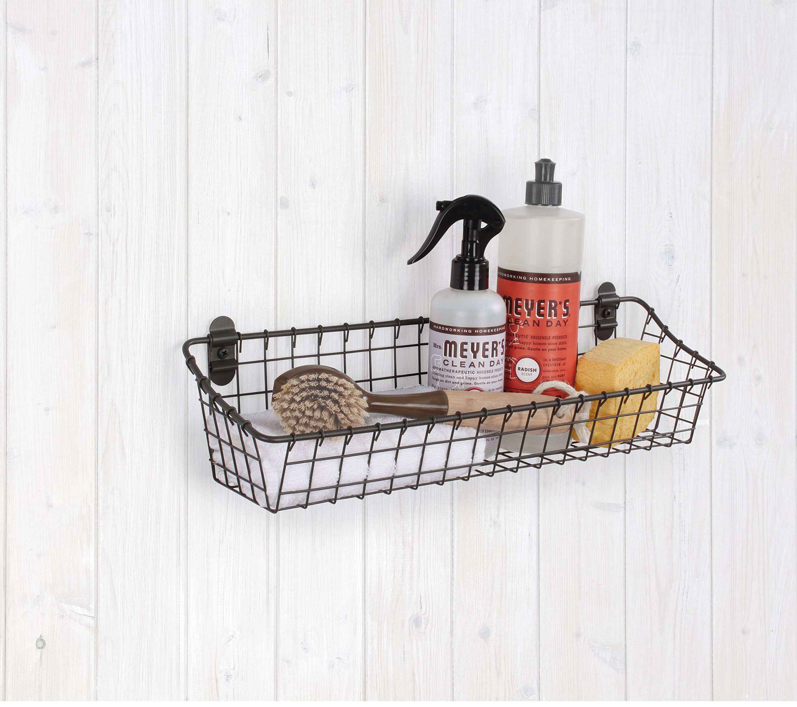 Vintage Wall Mount Basket - Industrial Gray for Home & Office Storage