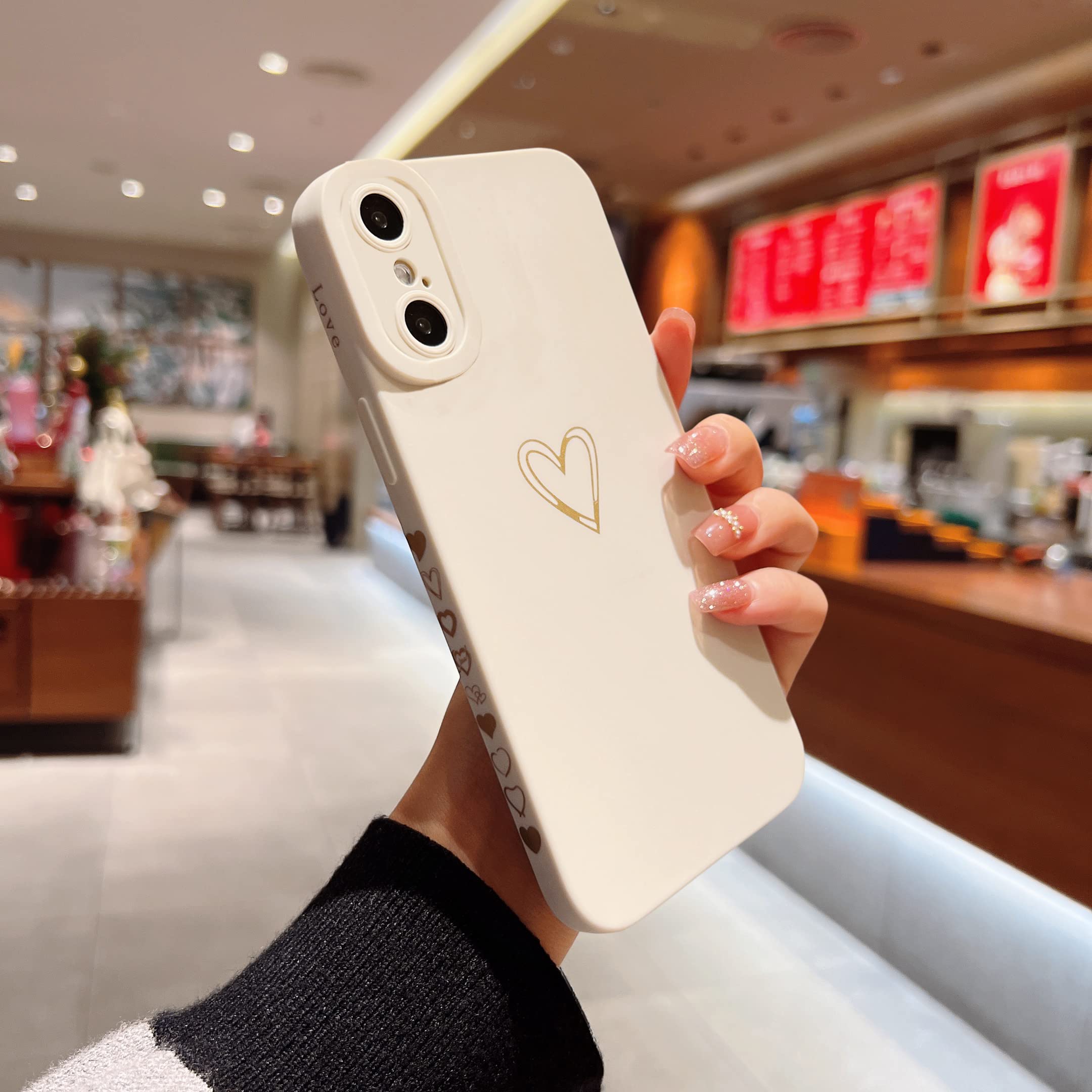 Qokey Cute Love Heart Plated iPhone X/Xs Case 5.8