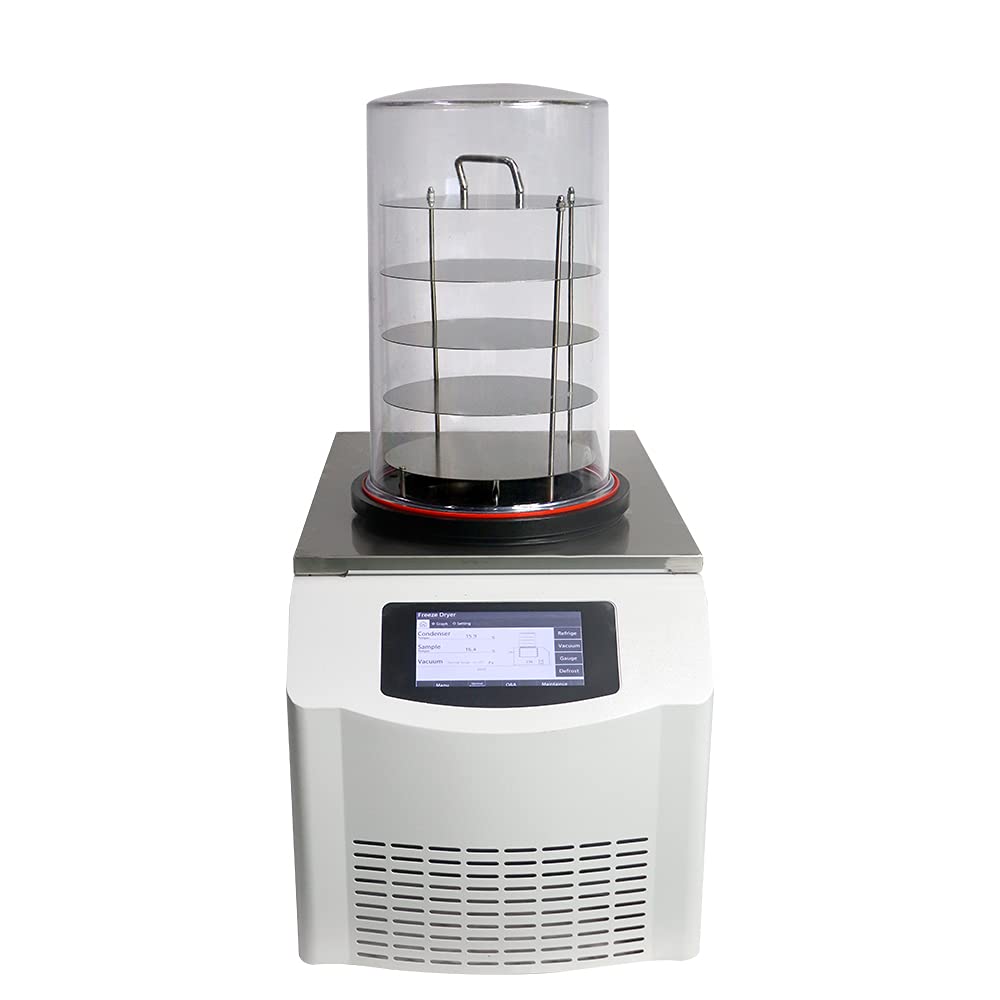 HNZXIB 1.5L Lab Desktop Freeze Dryer -60℃ Vacuum Freeze Drying Machine with Pump 110V/60Hz for Food Preservation, Pharmaceuticals & Laboratory Research