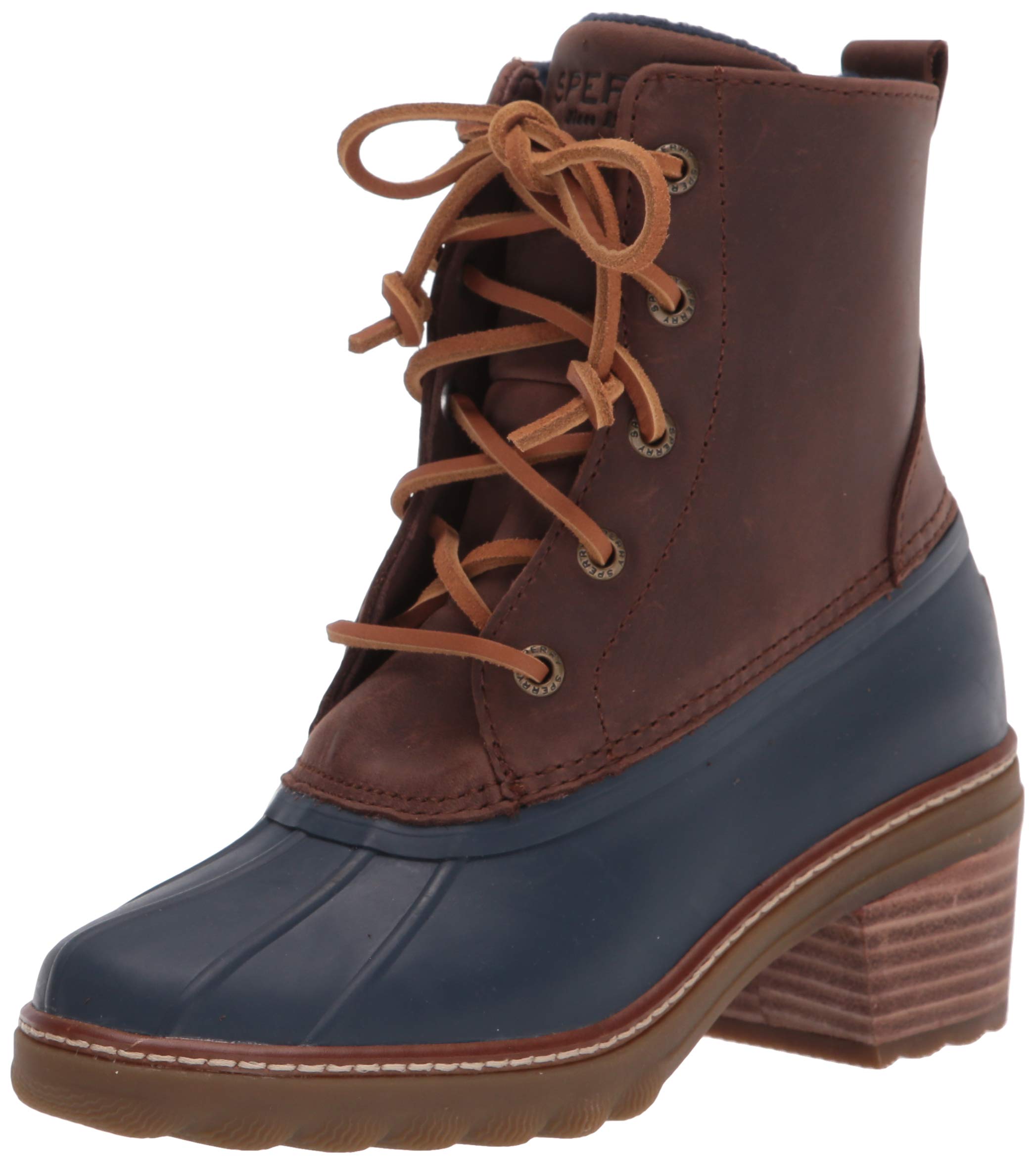 Sperry Women's Saltwater Heel Leather Rain Boots - Waterproof Slip-Resistant Comfortable Shoes for Outdoor Walking, Hiking & Rainy Days