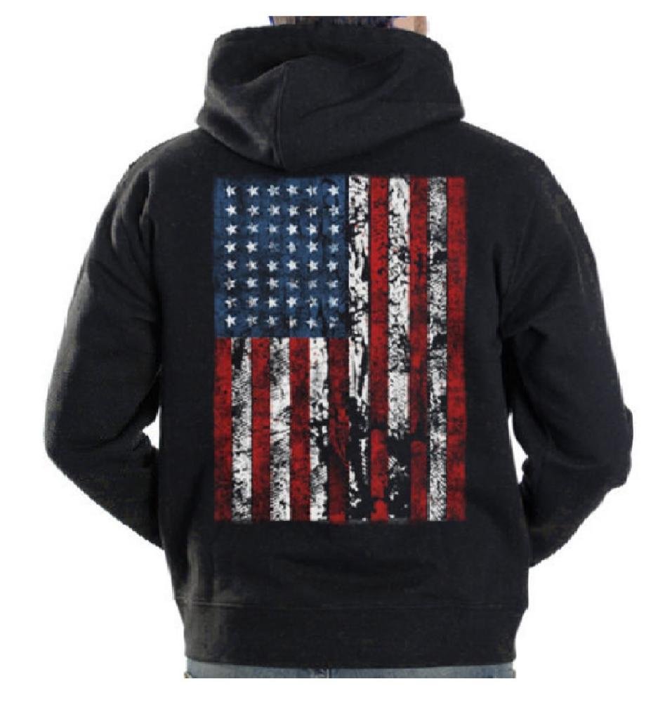 American Flag Hooded Sweatshirt for Men - Patriotic USA Distressed Flag Hoodie - Perfect for 4th of July, Veterans Day & Outdoor Activities