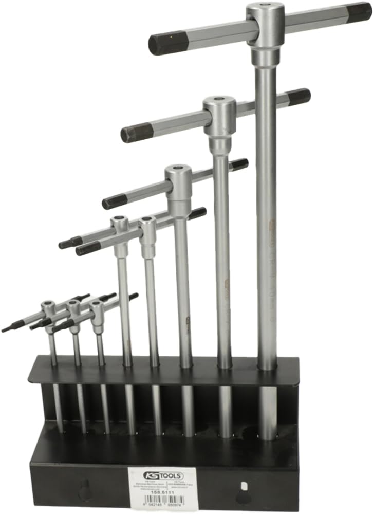 KS TOOLS 158.5111 8-Piece T-Handle Hex Key Set - Durable 6-Sided Screwdriver Wrench Kit for DIY & Professional Repairs - Perfect for Home Improvement, Automotive & Furniture Assembly