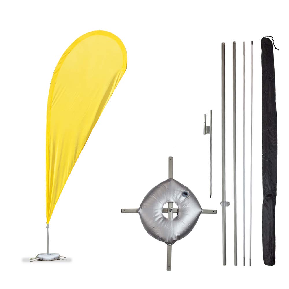 Vispronet 11ft Yellow Feather Flag Kit with Pole, Ground Stake, Cross Base & Weight Bag - Durable Commercial Feather Flags for Storefronts, Sales & Outdoor Advertising - Made in USA - Perfect for Grand Openings, Car Dealerships & Retail Promotions