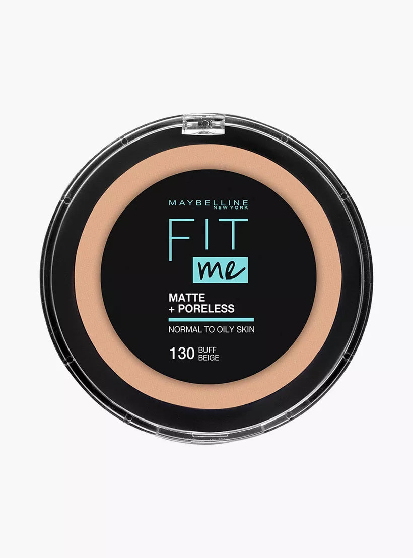 Maybelline New York Fit Me Matte + Poreless Pressed Powder - 130 Buff Beige | Oil Control & Shine-Free Finish for Oily Skin | Perfect for Everyday Makeup & Touch-Ups