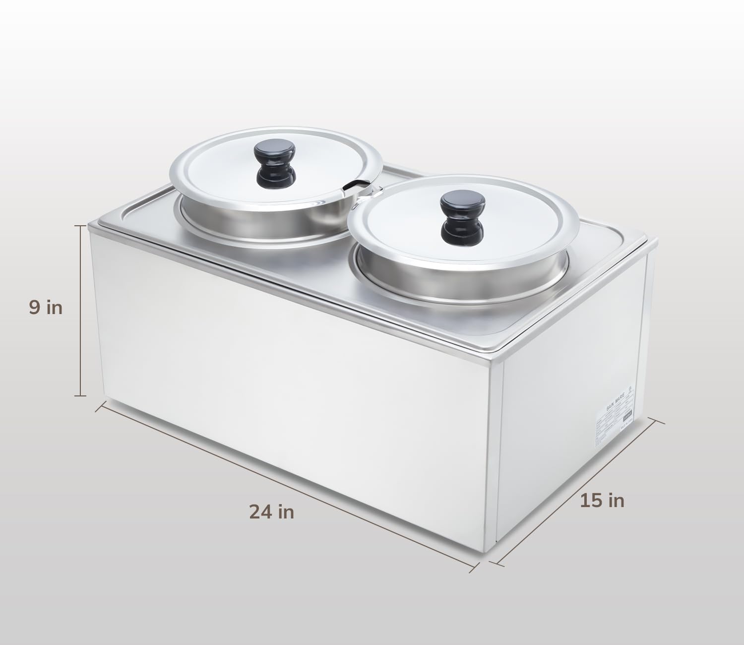 Commercial Grade Stainless Steel Bain Marie Buffet Food Warmer - 2 Round Pots for Catering, Restaurants & Buffets | Keep Food Hot for Events, Banquets & Commercial Kitchens