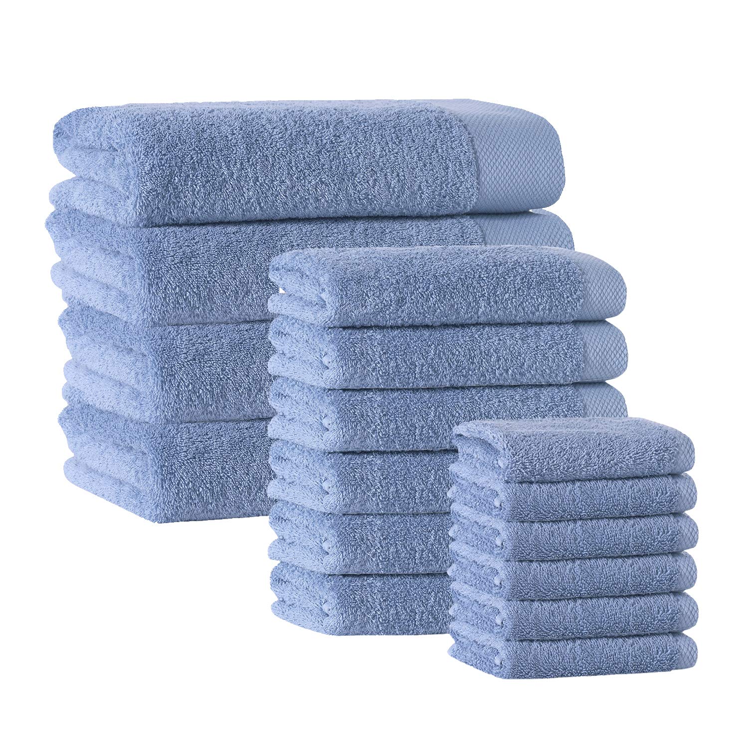 Enchante Home - Premium 16-Piece Turkish Cotton Towel Set | Ultra Soft, Quick Dry & Highly Absorbent | Long Staple Cotton for Luxury Bath, Beach & Spa Use