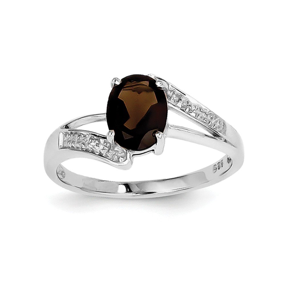 0.91ct Oval Cut Smoky Quartz & Diamond Sterling Silver Ring for Women - Elegant Wedding, Engagement & Anniversary Jewelry Gift