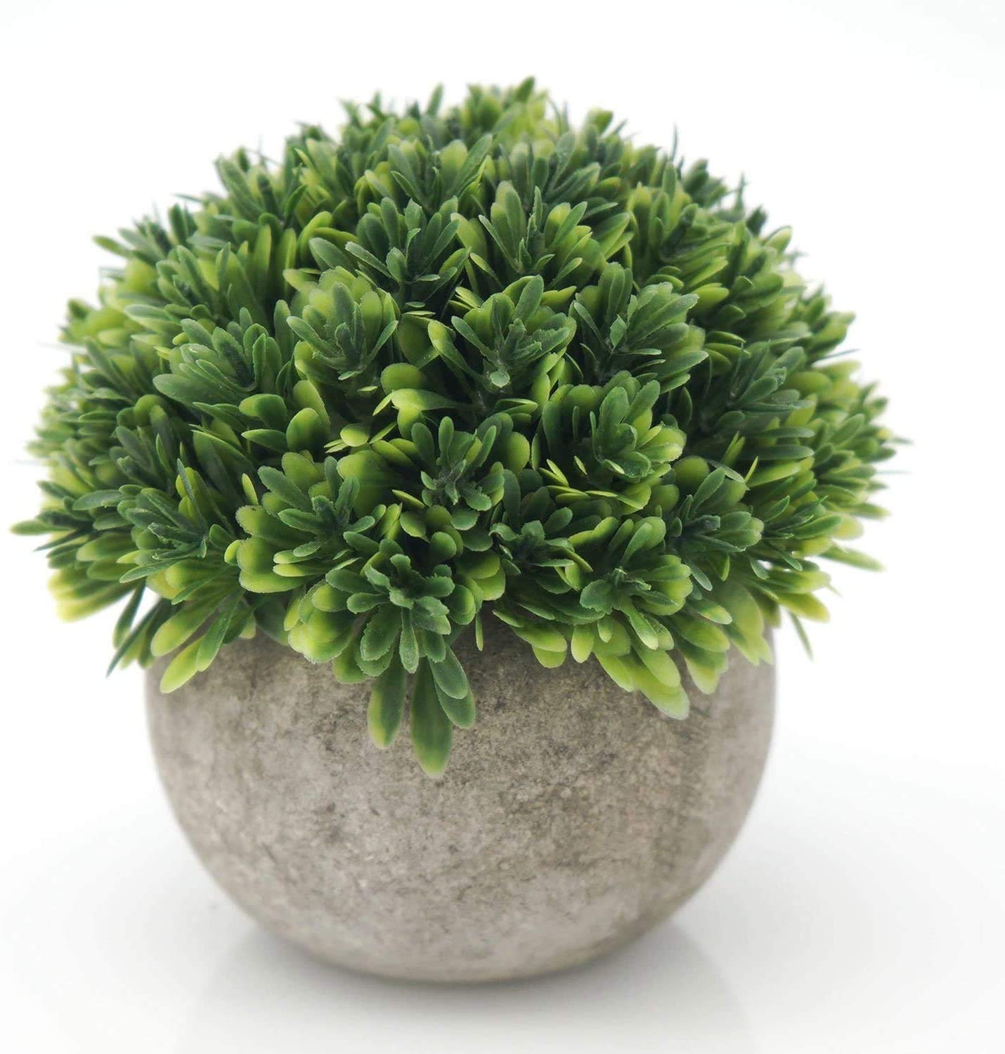 Artificial Boxwood Faux Plant Indoor - Small Topiary Desk Decor for Bedroom, Office Cubicle, Shelf & Window | Farmhouse Home Accent for Kitchen Counter, Dorm & Workspace Decor