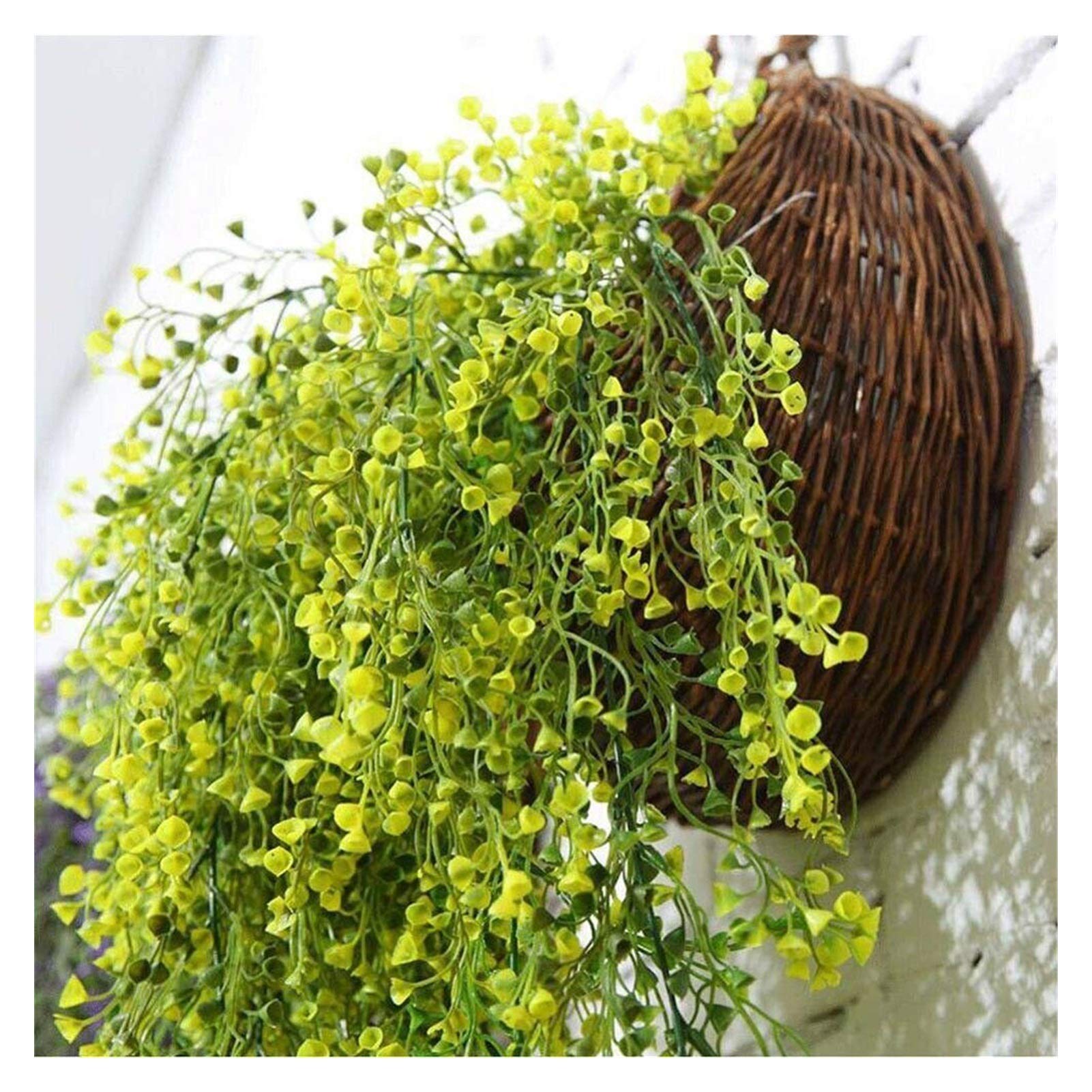 JSJJAWD Large Handmade Wicker Rattan Hanging Flower Pot Basket - Rustic Wall-Mounted Garden Planter for Indoor/Outdoor Decor (Brown) | Perfect for Patio, Balcony & Home Decoration