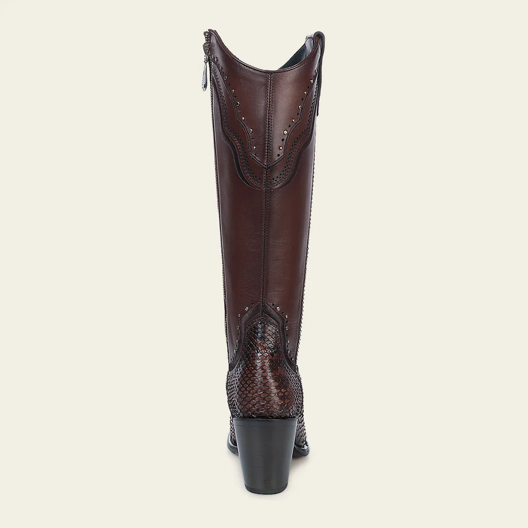 4V14PH Women's Cuadra Chocolate Western Cowgirl Python Leather Boots - Stylish & Comfortable for Rodeo, Country Dance & Cowgirl Fashion