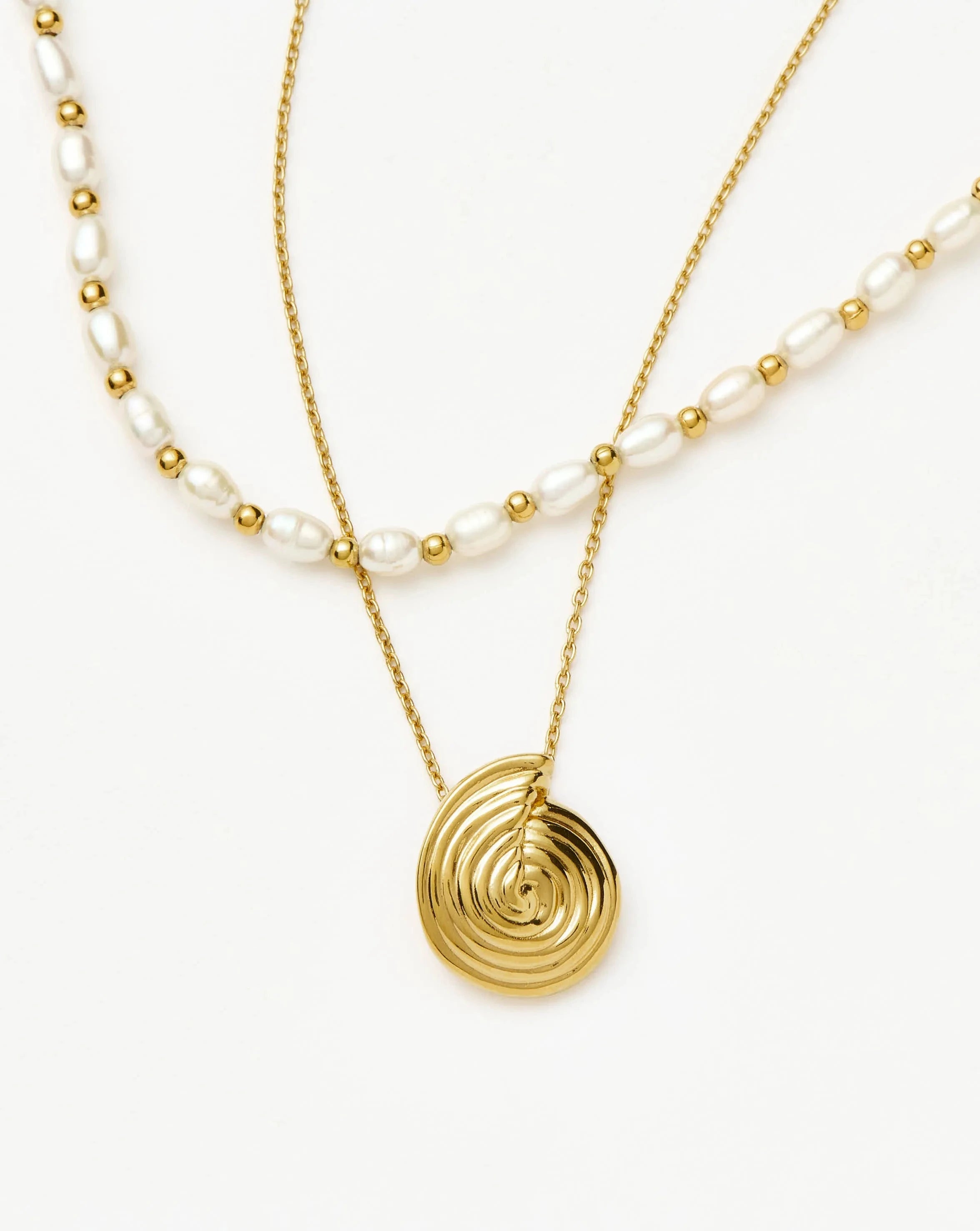 Elegant Spiral Pendant Necklace & Pearl Beaded Choker Set - 18k Gold Plated Jewelry for Women | Perfect for Date Night, Wedding & Special Occasions