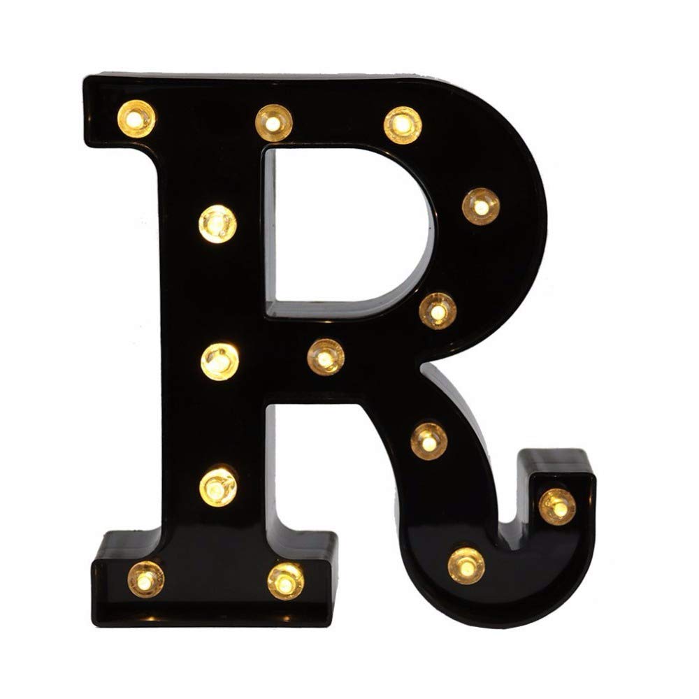 Shuoshikj LED Letter Lights - 26 English Alphabet Decorative Lights for Home, Party, Bar, Wedding, Birthday & Valentine's Day - Black Plastic Creative Lighting for Wall Decor & Festive Ambiance