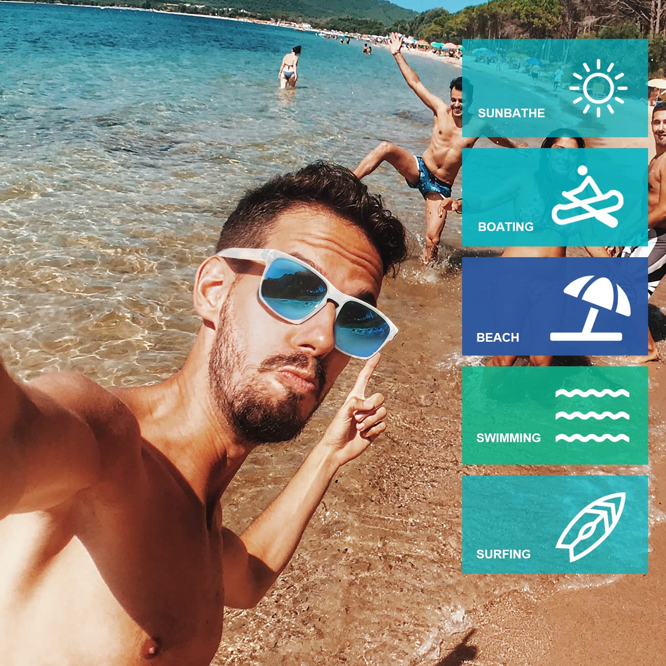 Floating UV400 Sports Sunglasses for Men & Women - Polarized Swim Sunglasses for Surfing, Fishing, Beach & Outdoor Activities | Waterproof Sunglasses for Swimming, Boating & Summer Sports