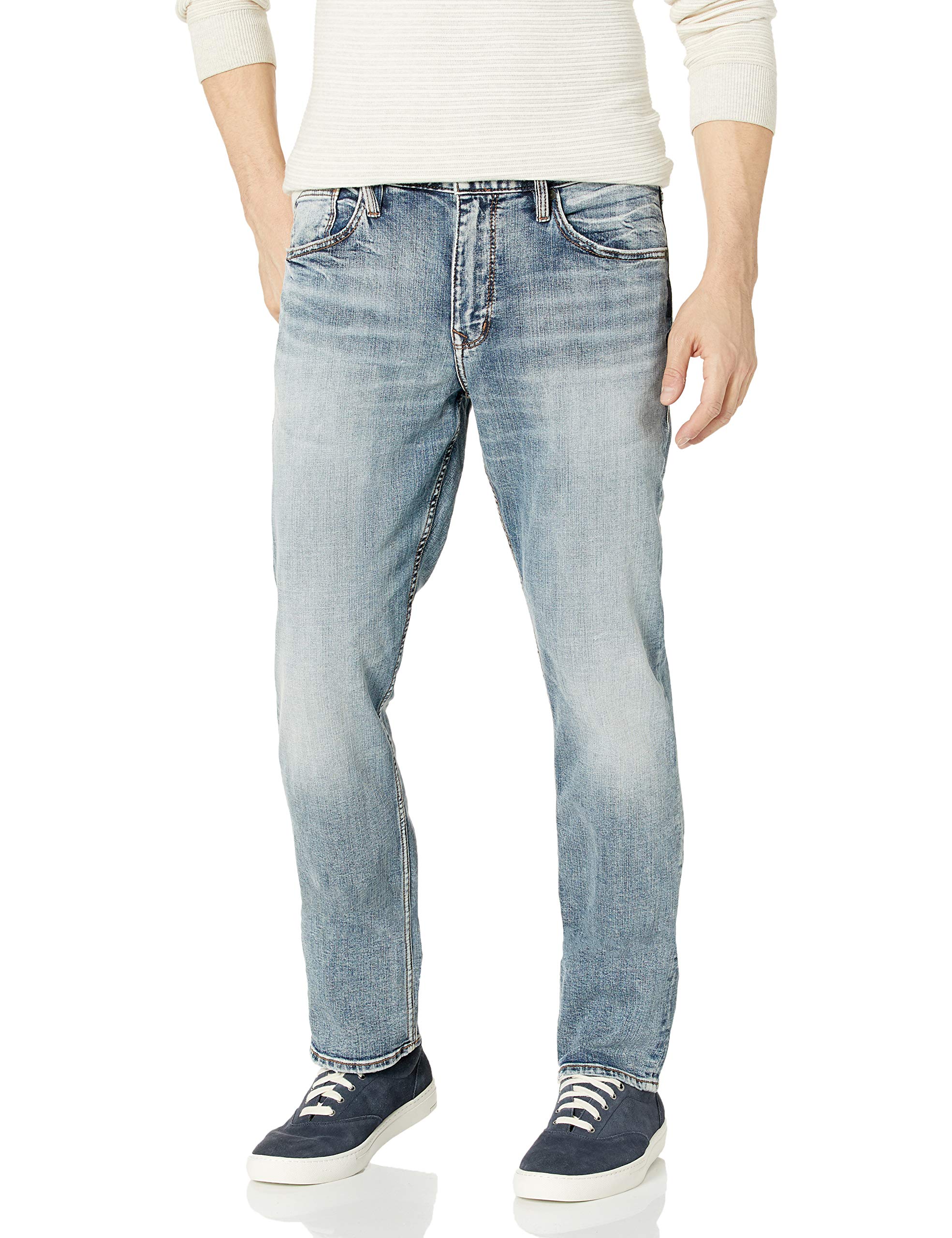Silver Jeans Co. Men's Machray Classic Straight Fit Denim Jeans - Comfortable & Stylish for Casual Wear, Work & Everyday Outfits