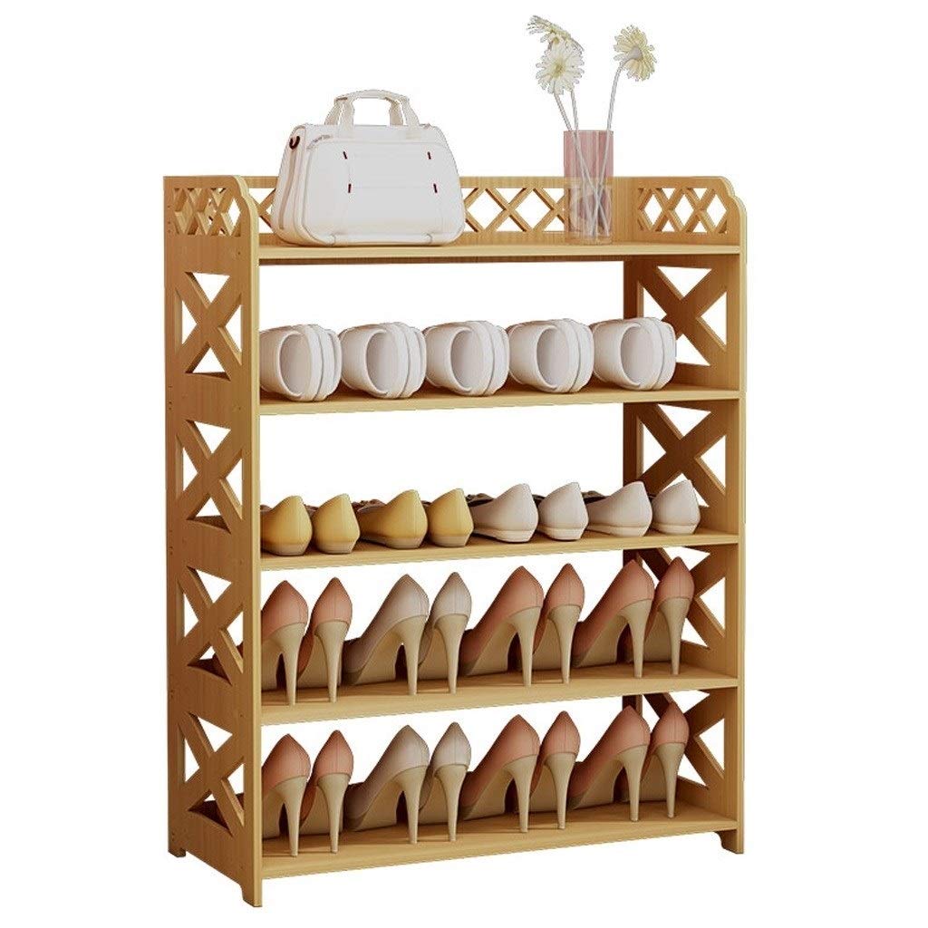 AVEO 5-Tier Wooden Shoe Rack Organizer - Space Saving Shoe Storage Cabinet with Hollow Design for Entryway, Closet & Bedroom Organization
