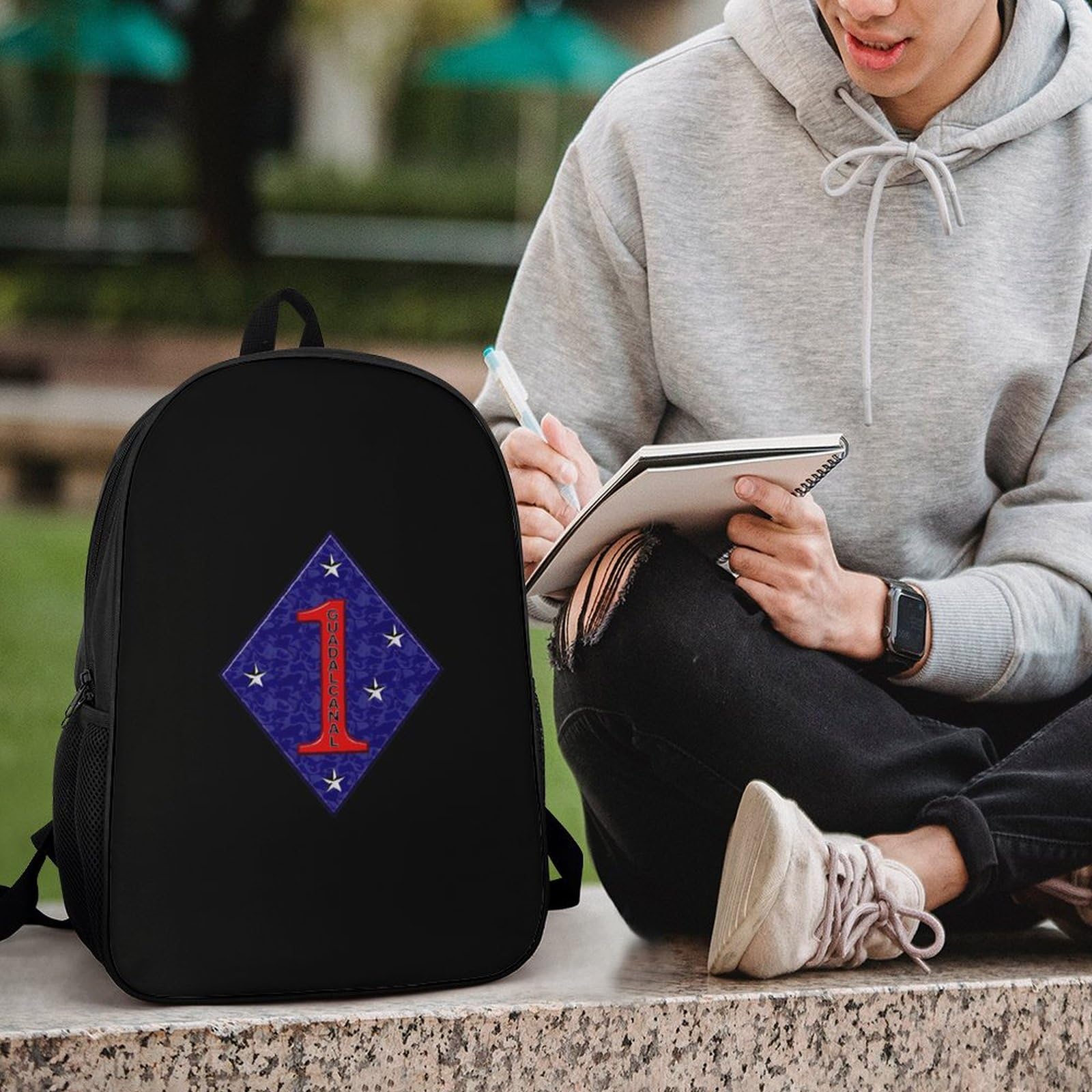 1st Marine Division Backpack - 17 Inch Laptop Backpack for Men & Women, Durable 3D Printed Military Style Computer Bag for School, Work & Travel | USMC Tactical Gear for Students & Professionals