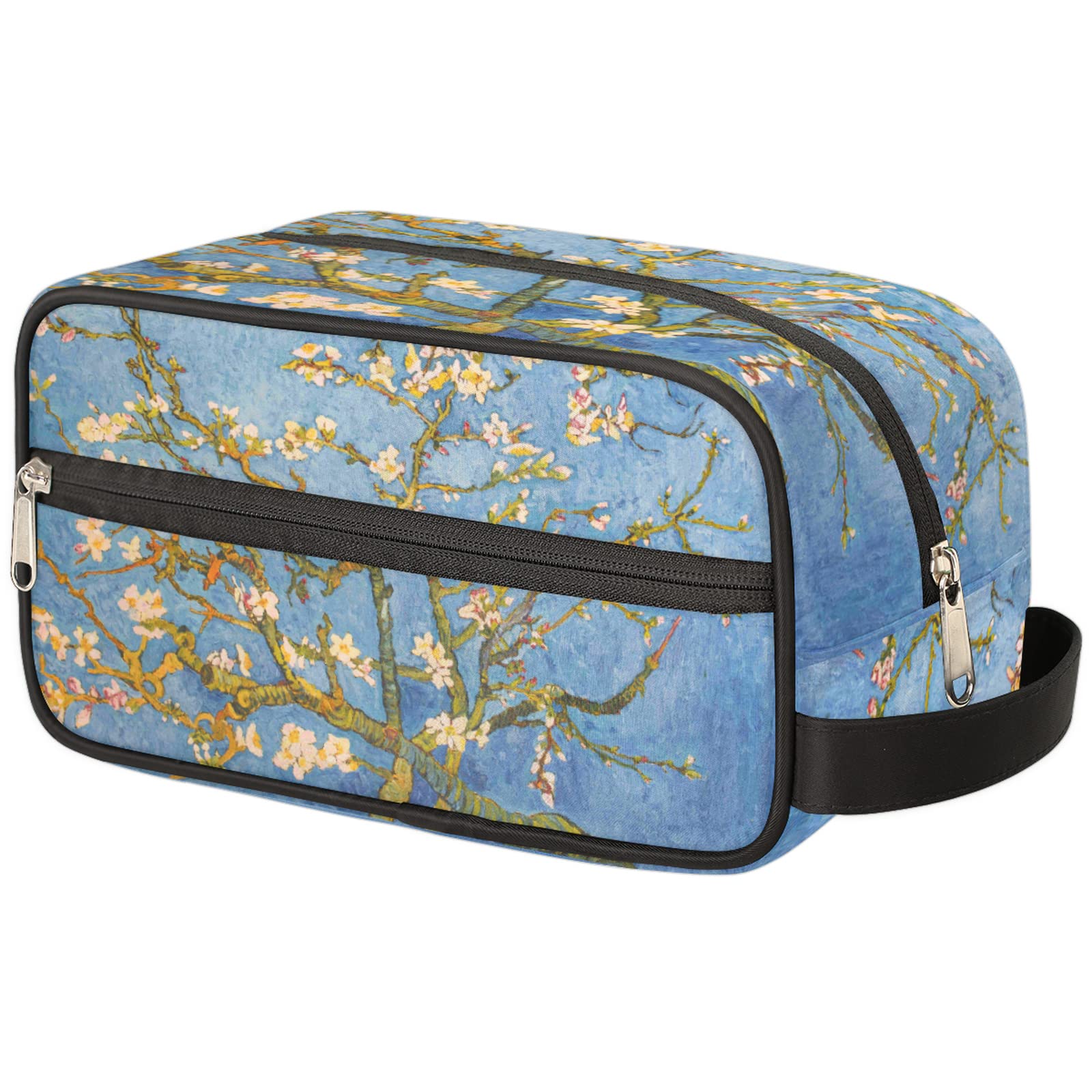 Almond Blossom Toiletry Bag - Travel Cosmetic Case for Women & Men | Oil Painting Design