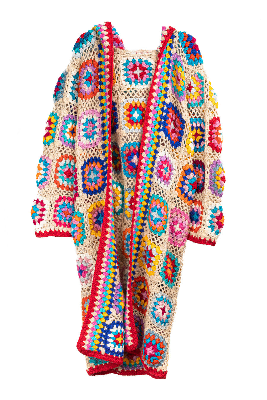 Crochet Wool Hooded Kimono Long Cardigan - Soft Chunky Knit Open Front Sweater for Women | Perfect for Fall, Winter, and Cozy Home Wear
