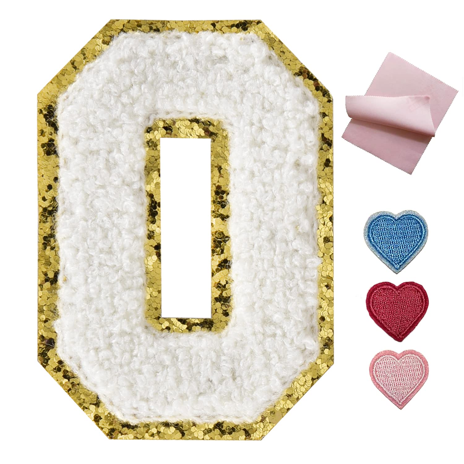 DIY Iron On Letter Patches for Jackets & Clothing - 6Pcs White Glitter Alphabet Stickers (3.14 Inch Height) - Perfect for Customizing Denim, Backpacks & School Uniforms