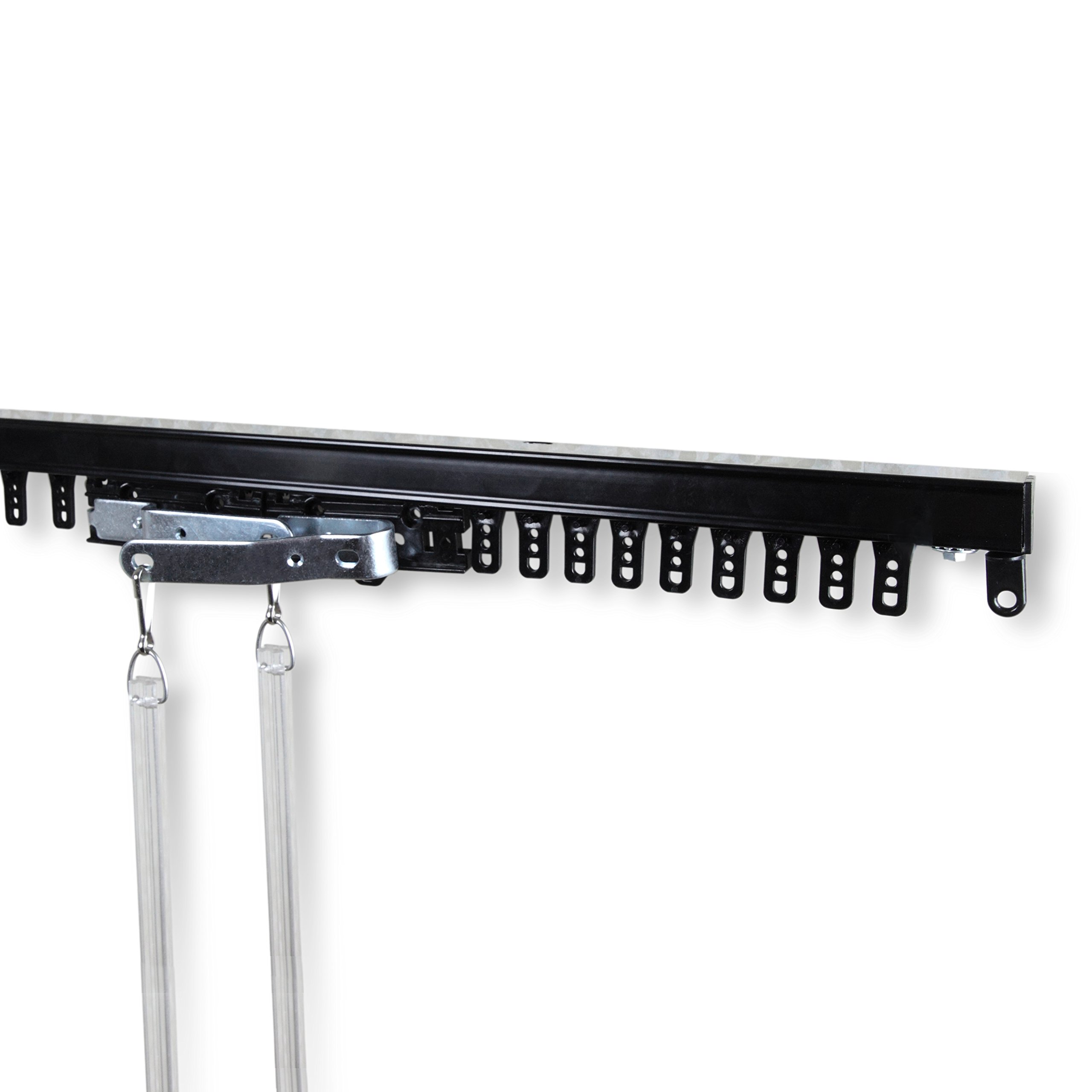 Rod Desyne Commercial Ceiling Black 96-Inch Curtain Track Kit for Hotels, Theaters, and Event Spaces - Heavy Duty Drapery Hanging System
